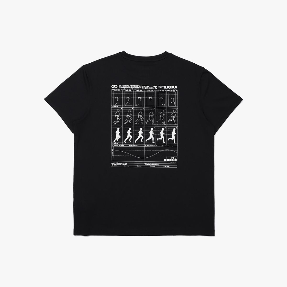 디아도라(diadora) 러닝 그래픽 반팔 티셔츠 BLACK
