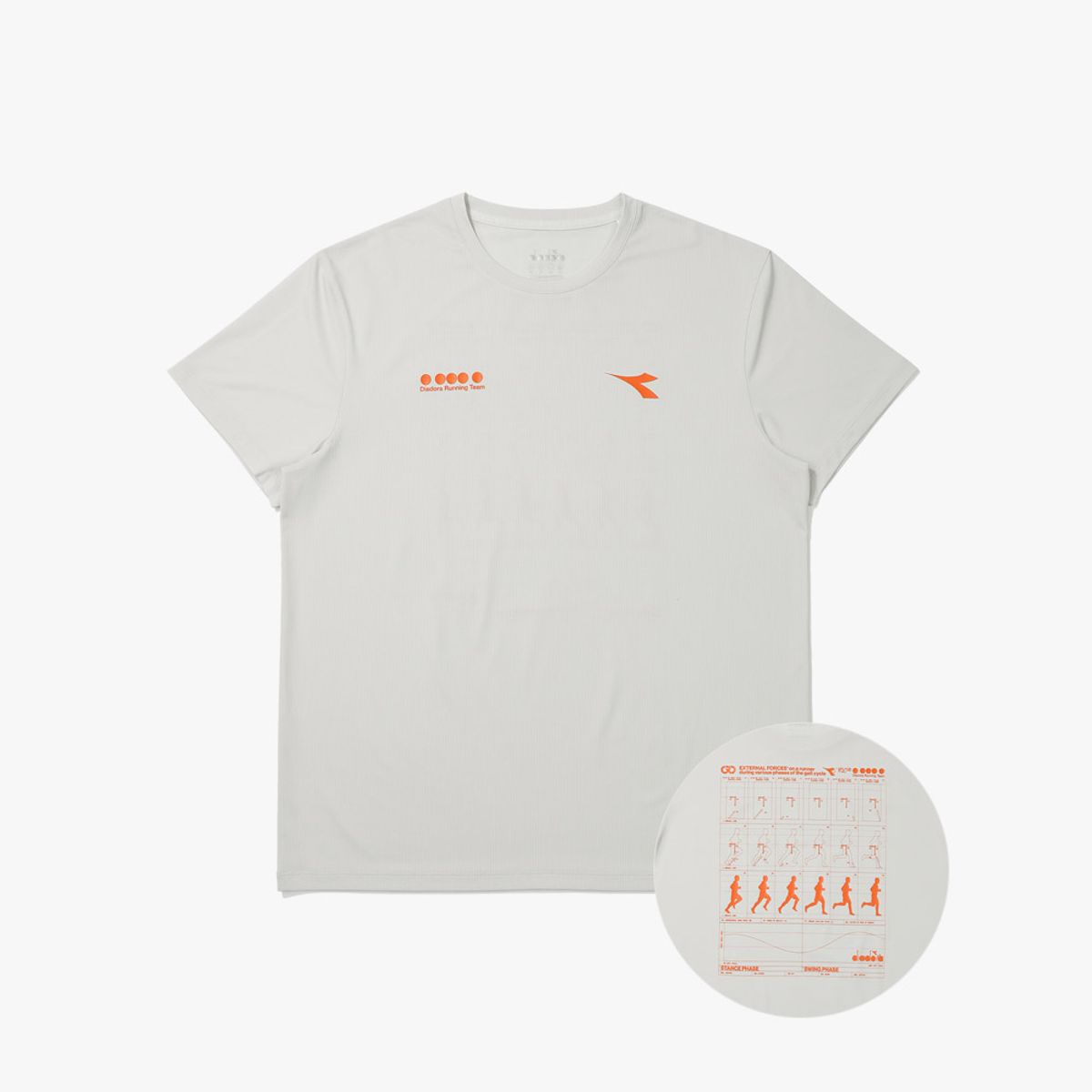 디아도라(diadora) 러닝 그래픽 반팔 티셔츠 GREY