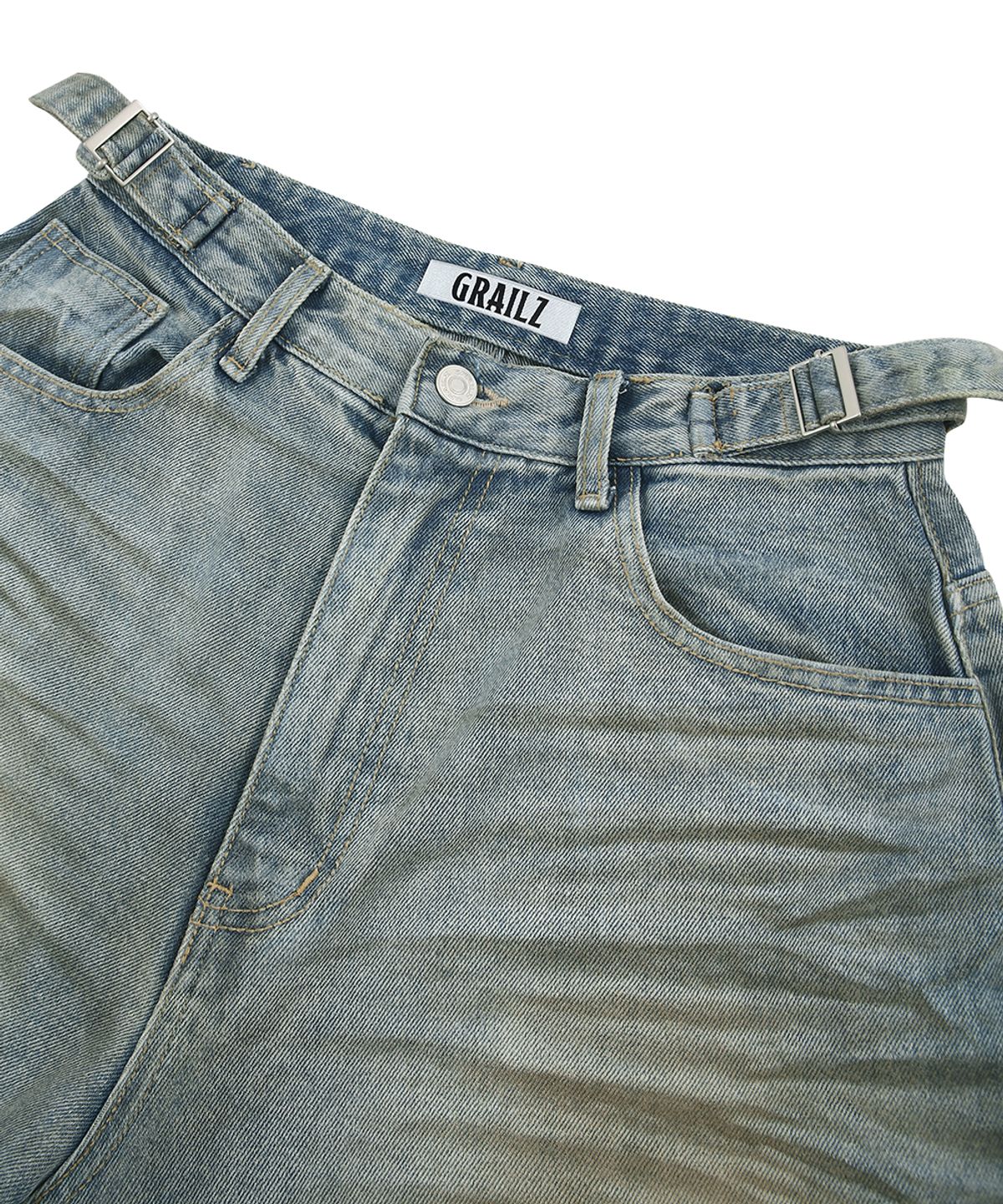 그레일즈(GRAILZ) COATED BALLON DENIM PANTS [BLUE]