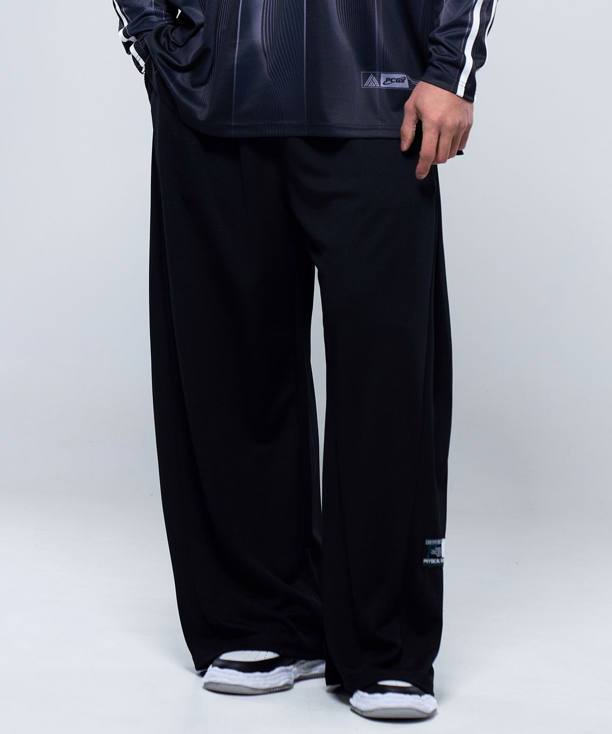피지컬가먼츠(PHYSICAL GARMENTS) P2511 베이직 메쉬 와이드팬츠 [블랙]