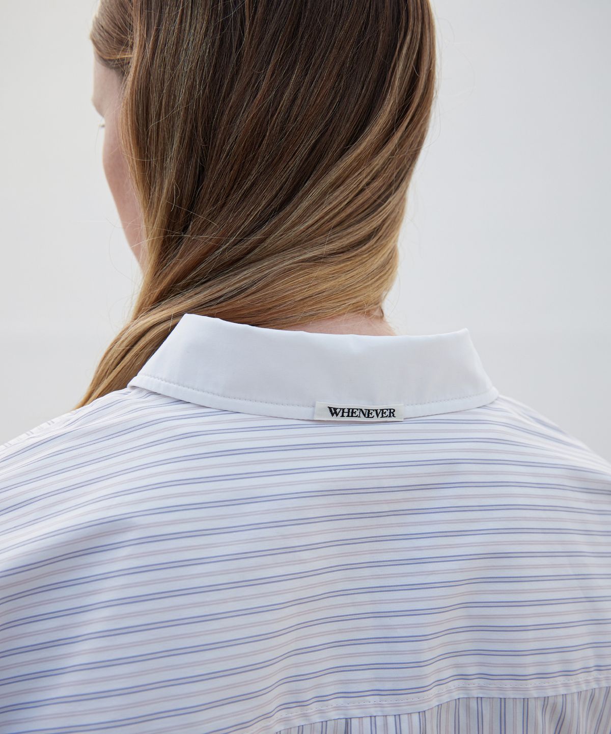 르바(LEVAR) Stripe Cotton Relaxed Shirt - White/Grey