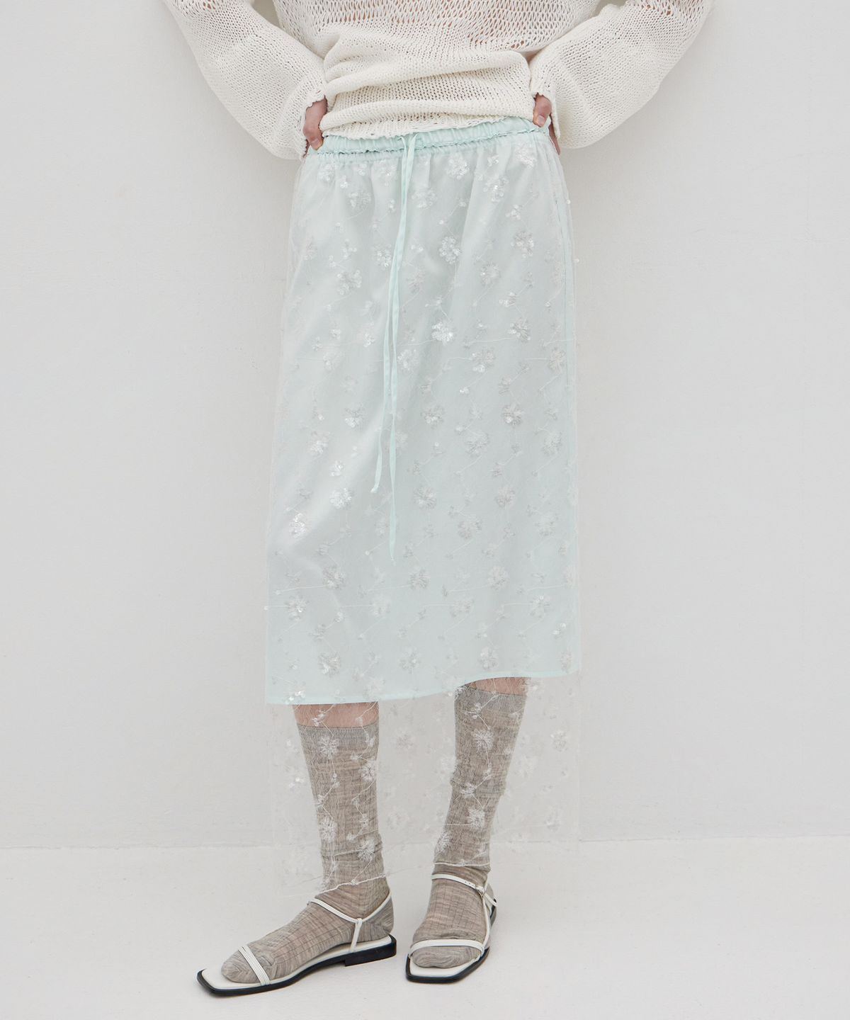 르바(LEVAR) Light Glow Layered Skirt Set - Irish Mint