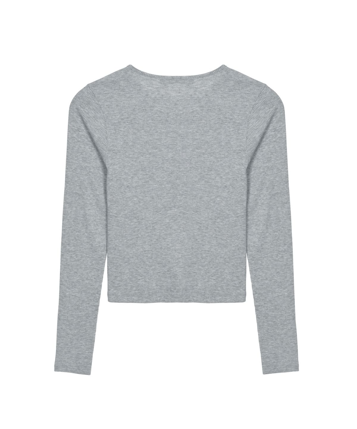 닉앤니콜(NICK&NICOLE) RIBBED SEMI CROP ROUND TOP_GRAY