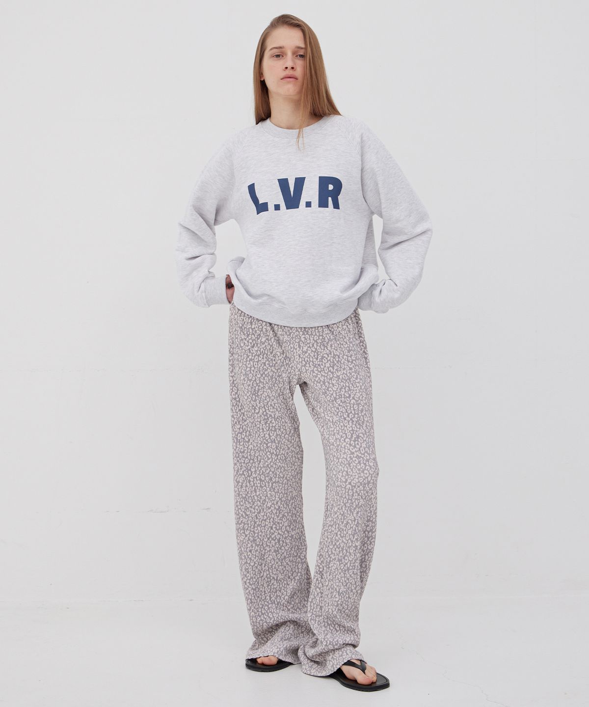 르바(LEVAR) Faint Leopard Layered Pants - Faint Pink