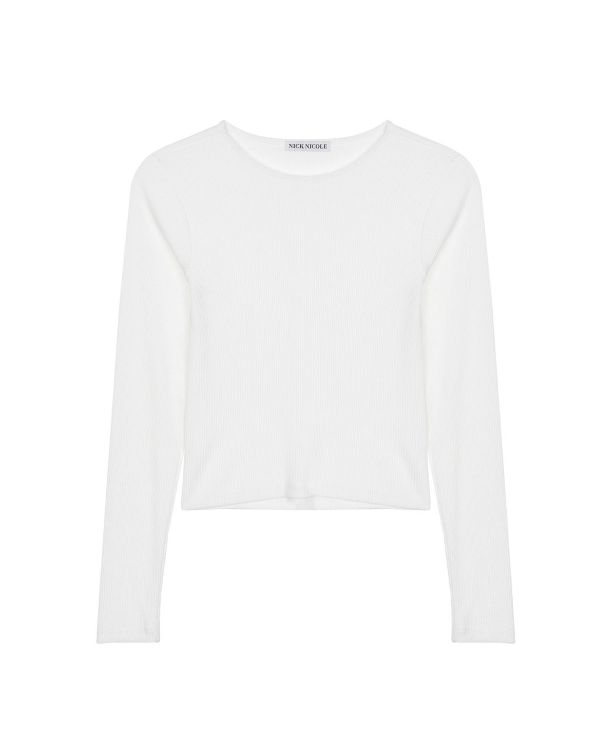 닉앤니콜(NICK&NICOLE) RIBBED SEMI CROP ROUND TOP_3 COLOR