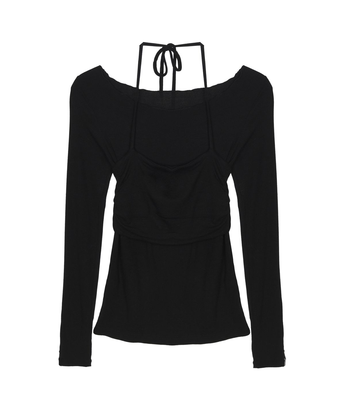 닉앤니콜(NICK&NICOLE) HALTERNECK LAYERED LONG SLEEVED TEE_BLACK