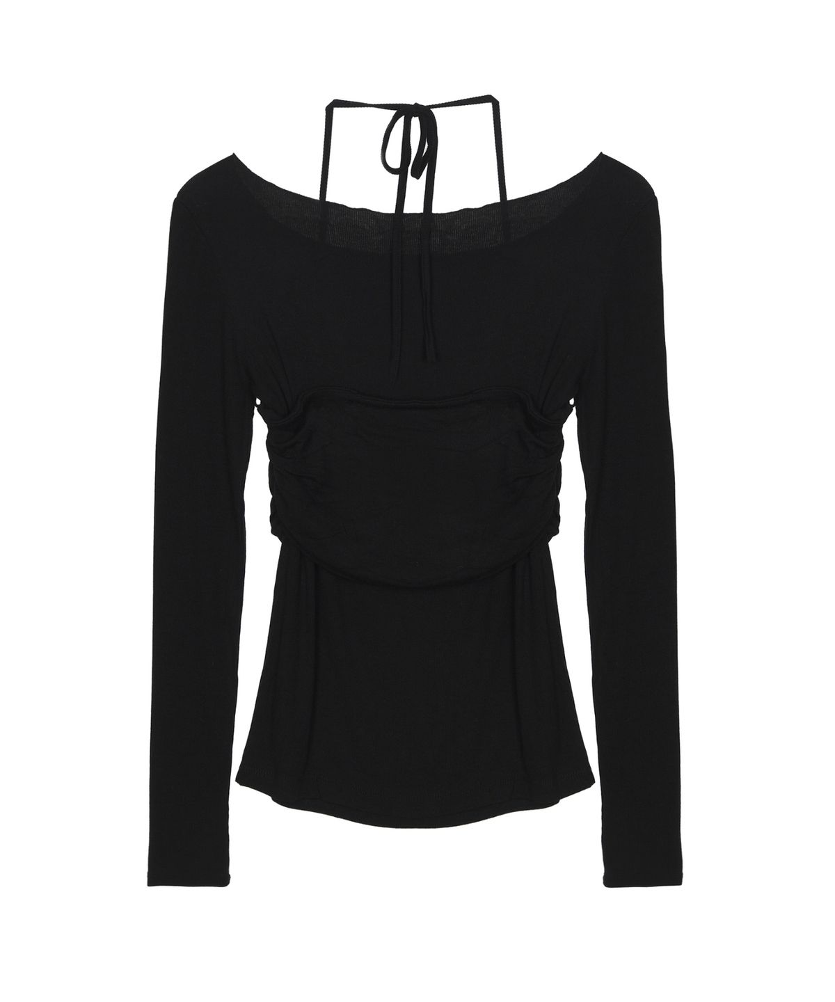 닉앤니콜(NICK&NICOLE) HALTERNECK LAYERED LONG SLEEVED TEE_BLACK
