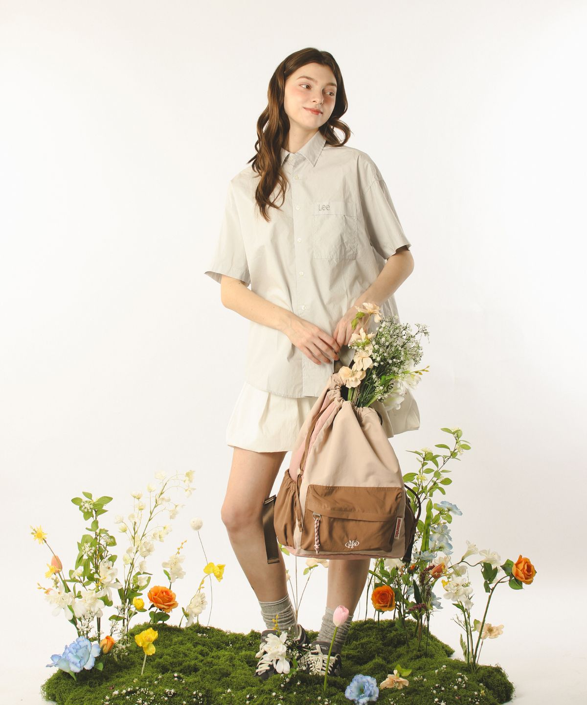 마스마룰즈(MASMARULEZ) Mixed Easy Draw Backpack _ Pink sand
