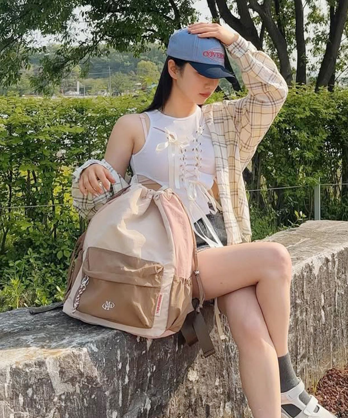 마스마룰즈(MASMARULEZ) Mixed Easy Draw Backpack _ Pink sand