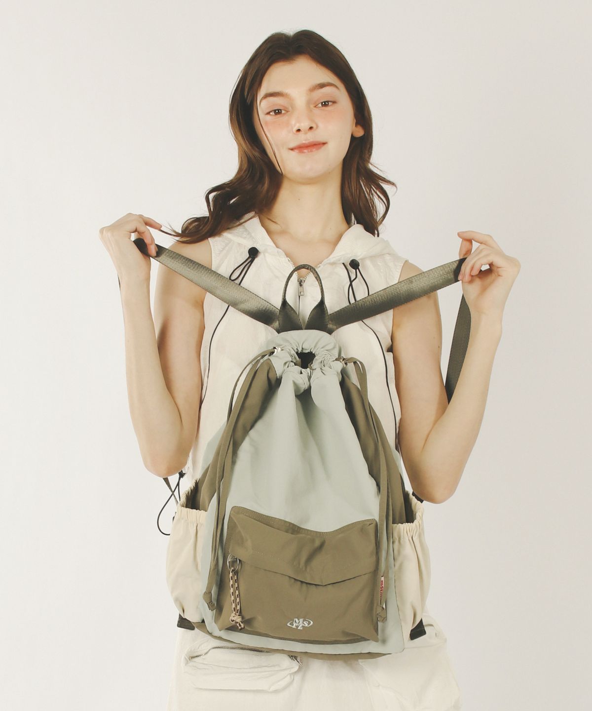 마스마룰즈(MASMARULEZ) Mixed Easy Draw Backpack_ Mint gray