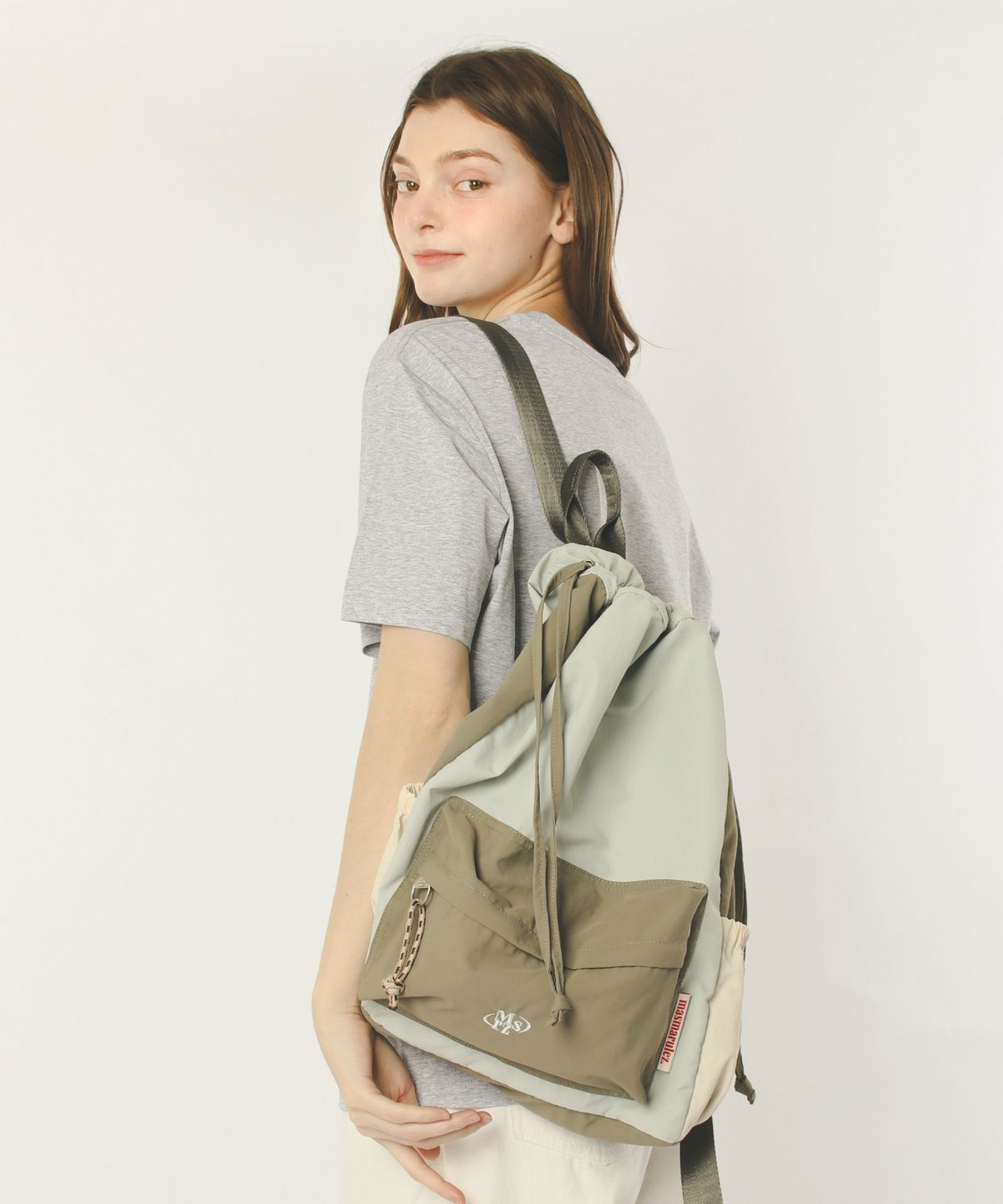 마스마룰즈(MASMARULEZ) Mixed Easy Draw Backpack_ Mint gray
