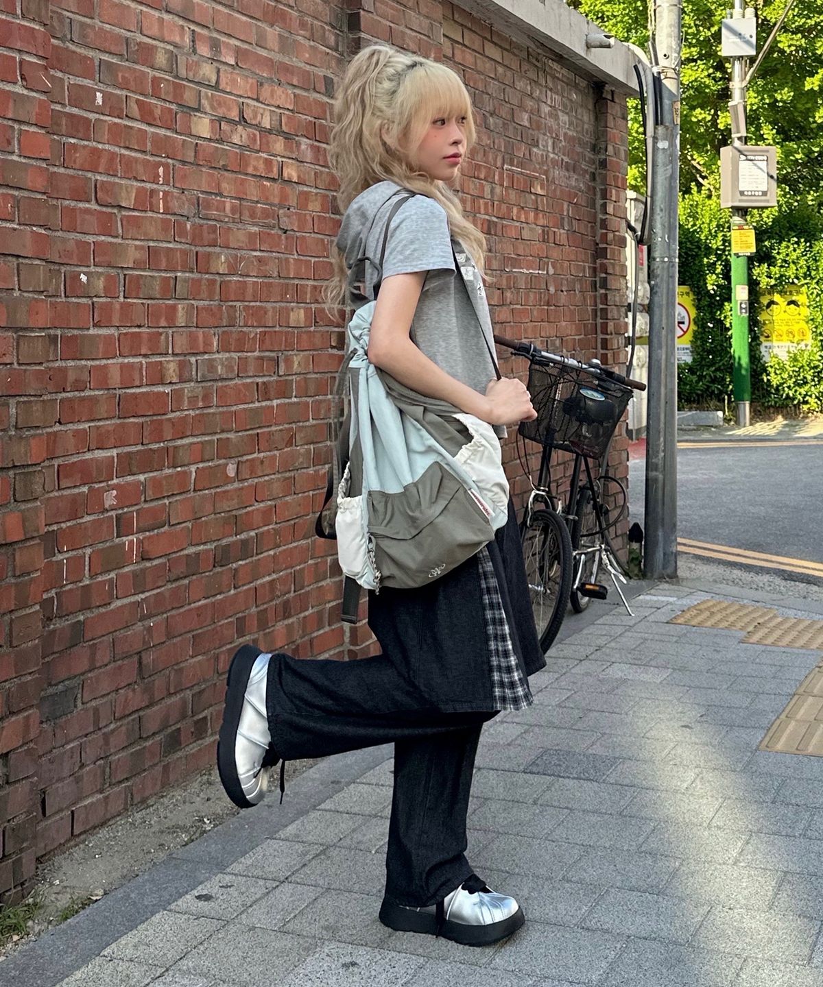 마스마룰즈(MASMARULEZ) Mixed Easy Draw Backpack_ Mint gray