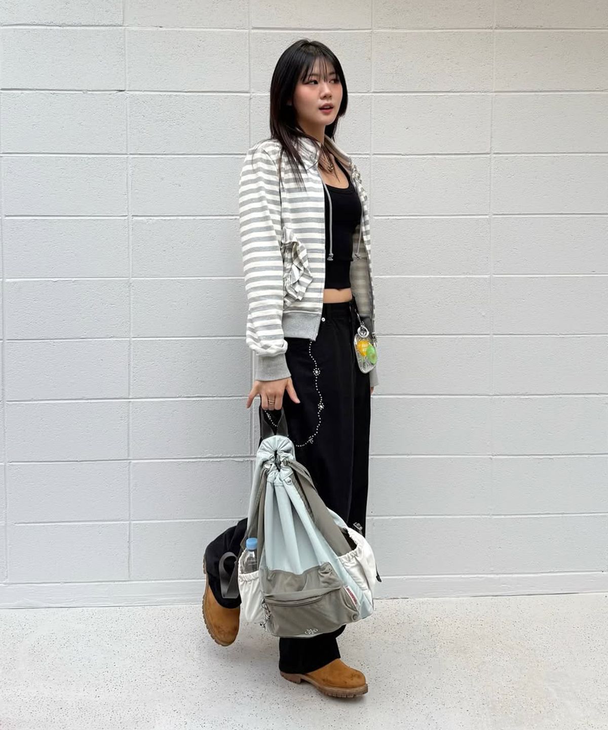 마스마룰즈(MASMARULEZ) Mixed Easy Draw Backpack_ Mint gray