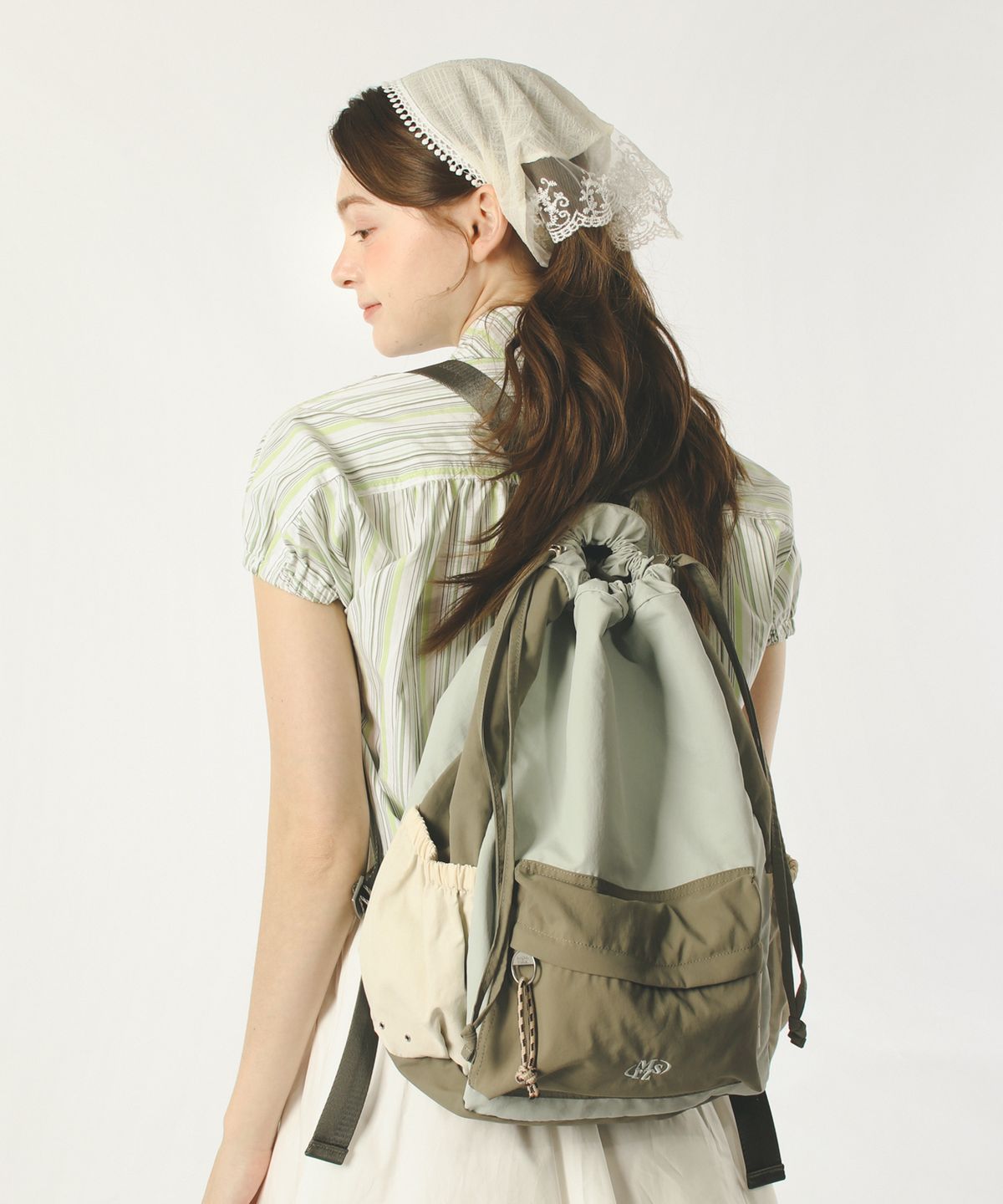 마스마룰즈(MASMARULEZ) Mixed Easy Draw Backpack_ Mint gray