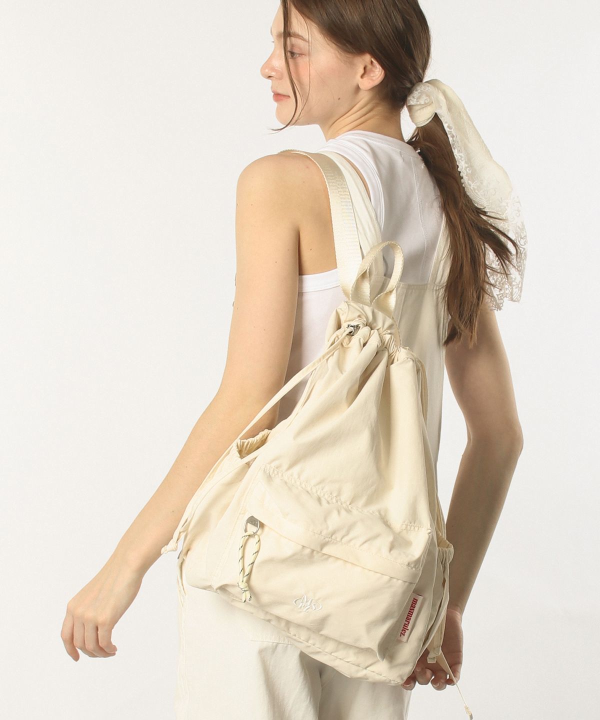 마스마룰즈(MASMARULEZ) Mixed Easy Draw Backpack _ Pure cream