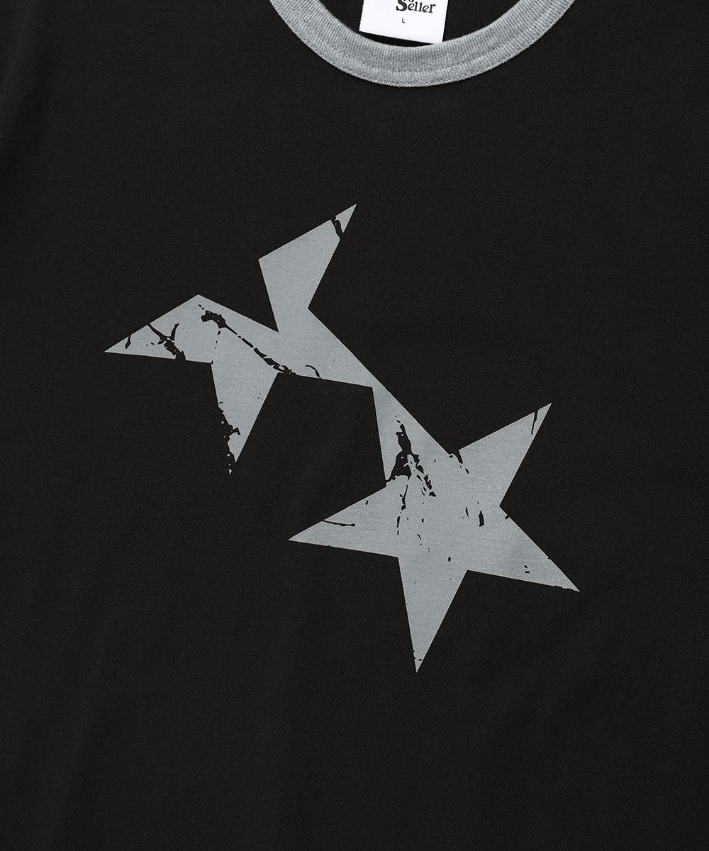 MUSINSA | CAVISH TWIN STAR RINGER SS TEE BLACK(CV2FMUT549A)