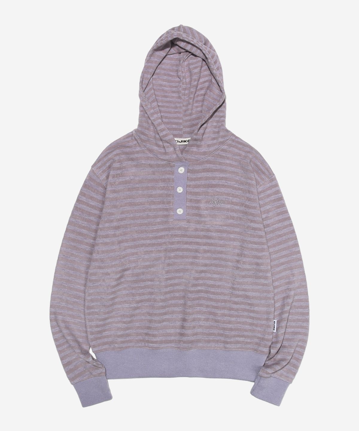 키지코(KIJIKO) ke302-Stripe Knit Hoodie Purple