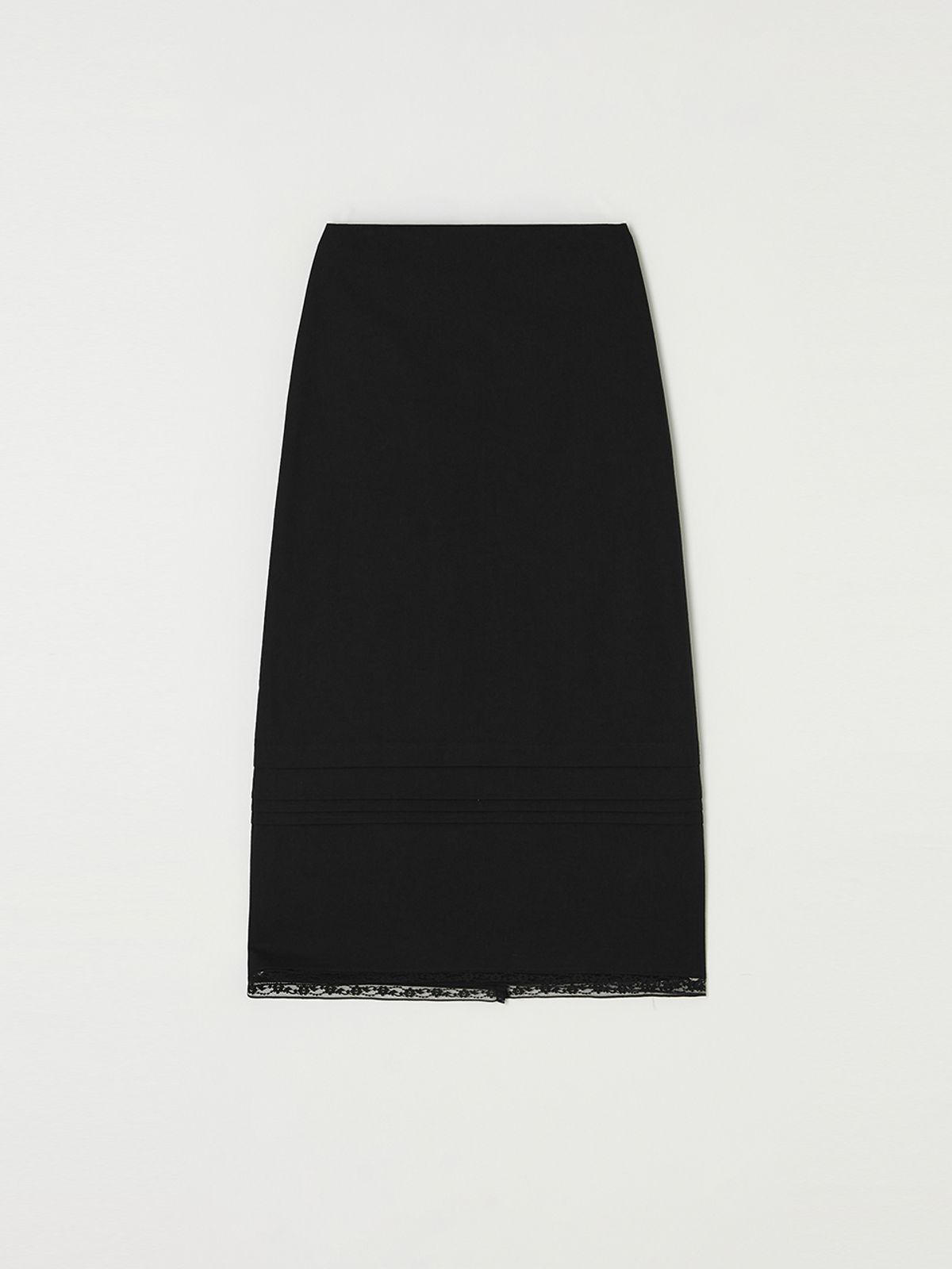 비뮤즈맨션(BEMUSE MANSION) Pintuck lace H-line skirt - Black