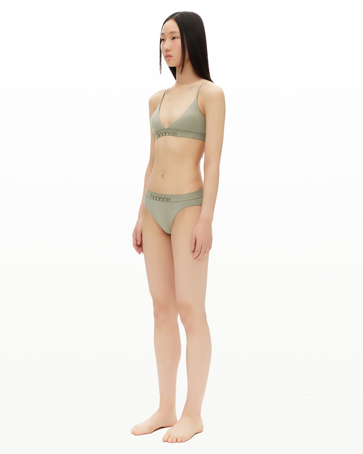 후포(HOOPOE) everyday bralette & brief set_sage green