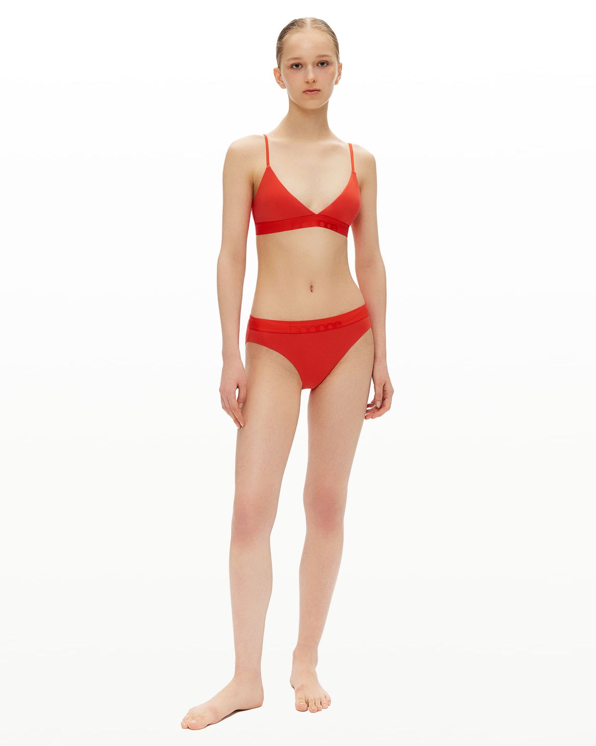 후포(HOOPOE) everyday bralette & brief set_sunset orange