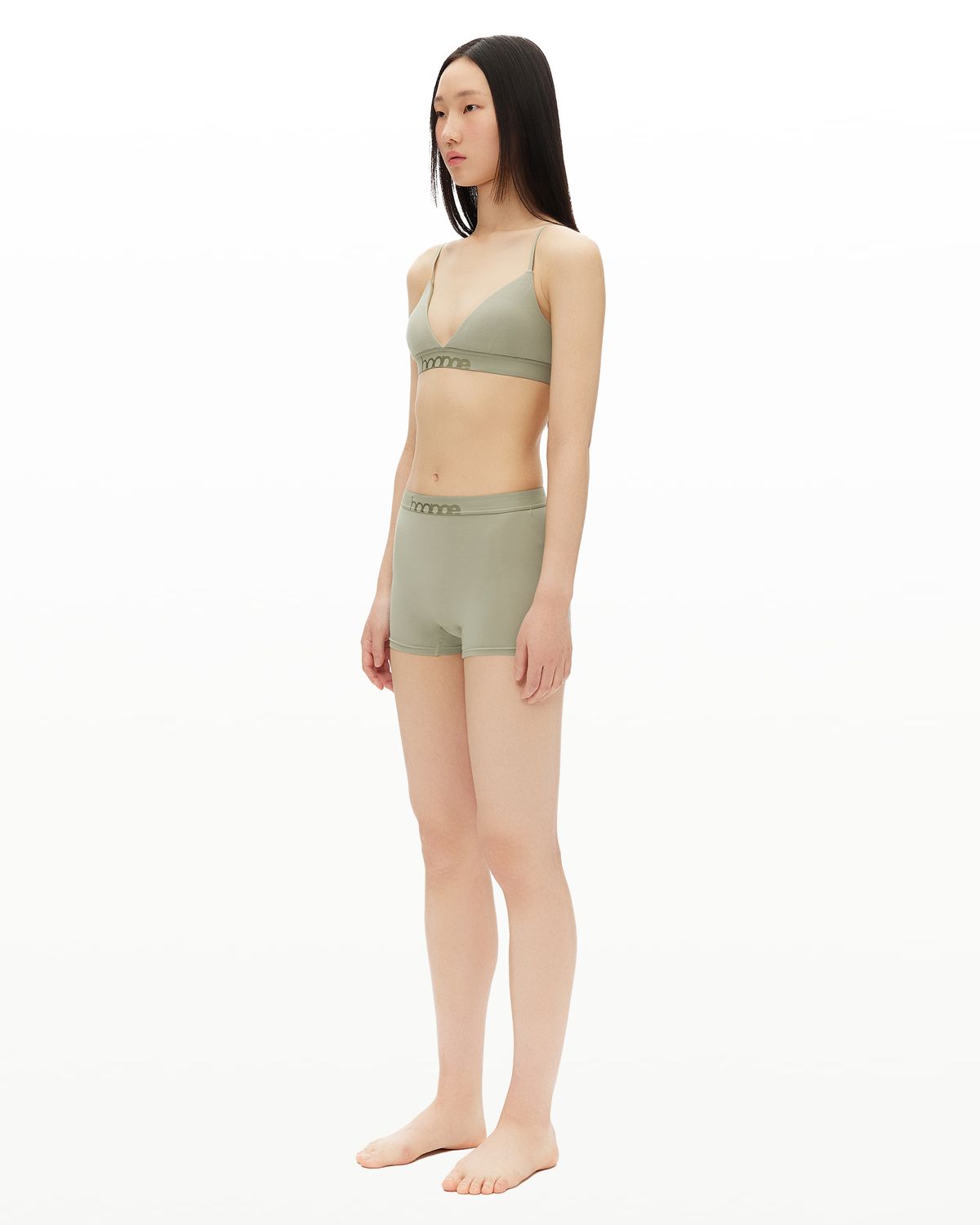 후포(HOOPOE) everyday bralette & boy shorts set_sage green