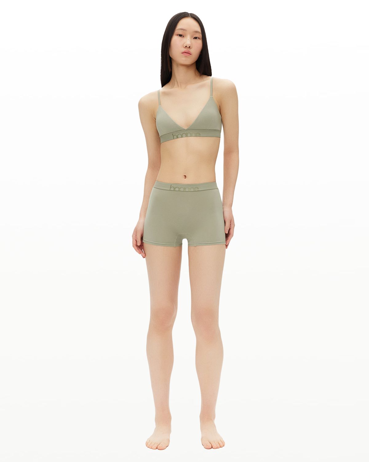 후포(HOOPOE) everyday bralette & boy shorts set_sage green