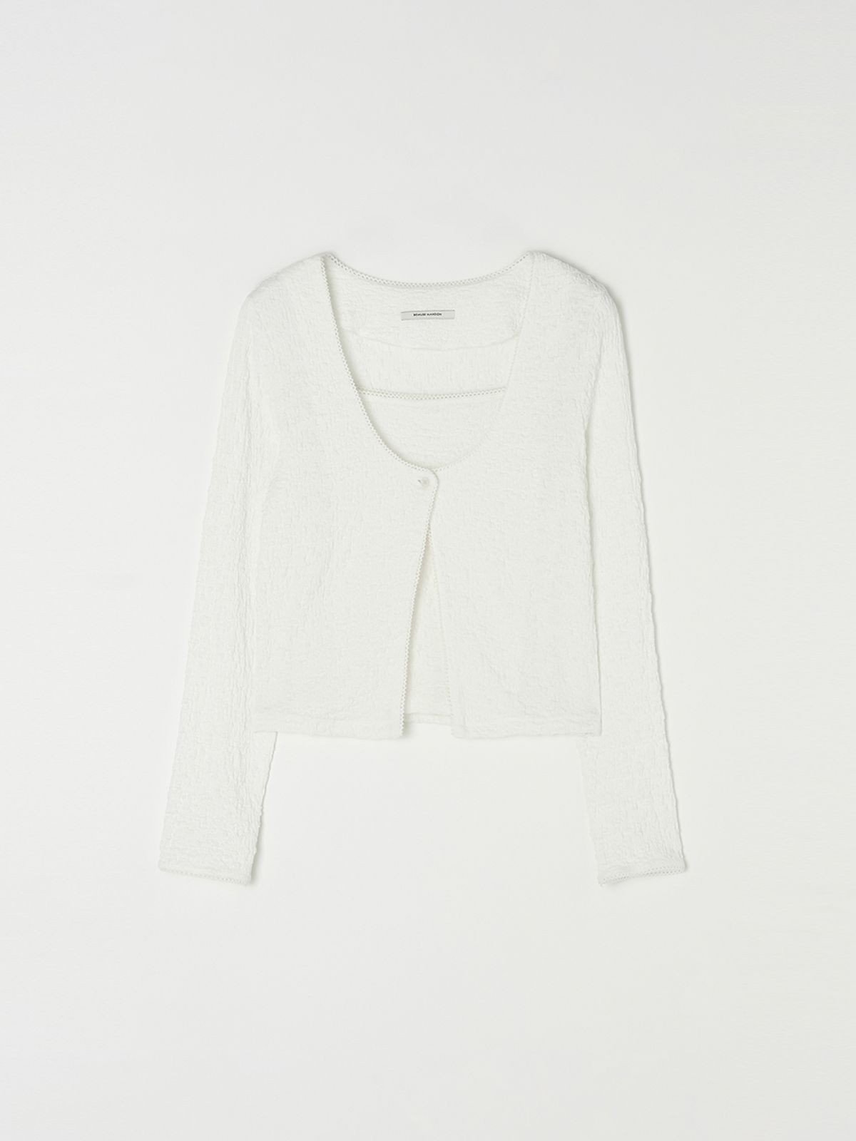 비뮤즈맨션(BEMUSE MANSION) U-neck crinkle cardigan set - Off white