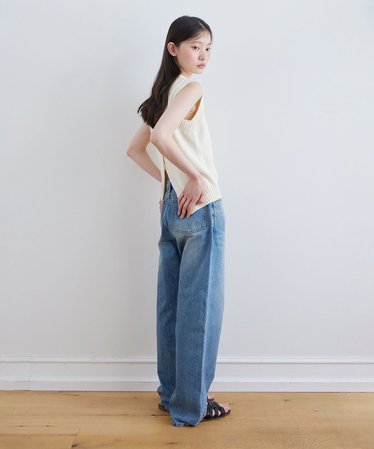 스텝어라운드(STEP AROUND) Kintra straight washing denim_BLUE