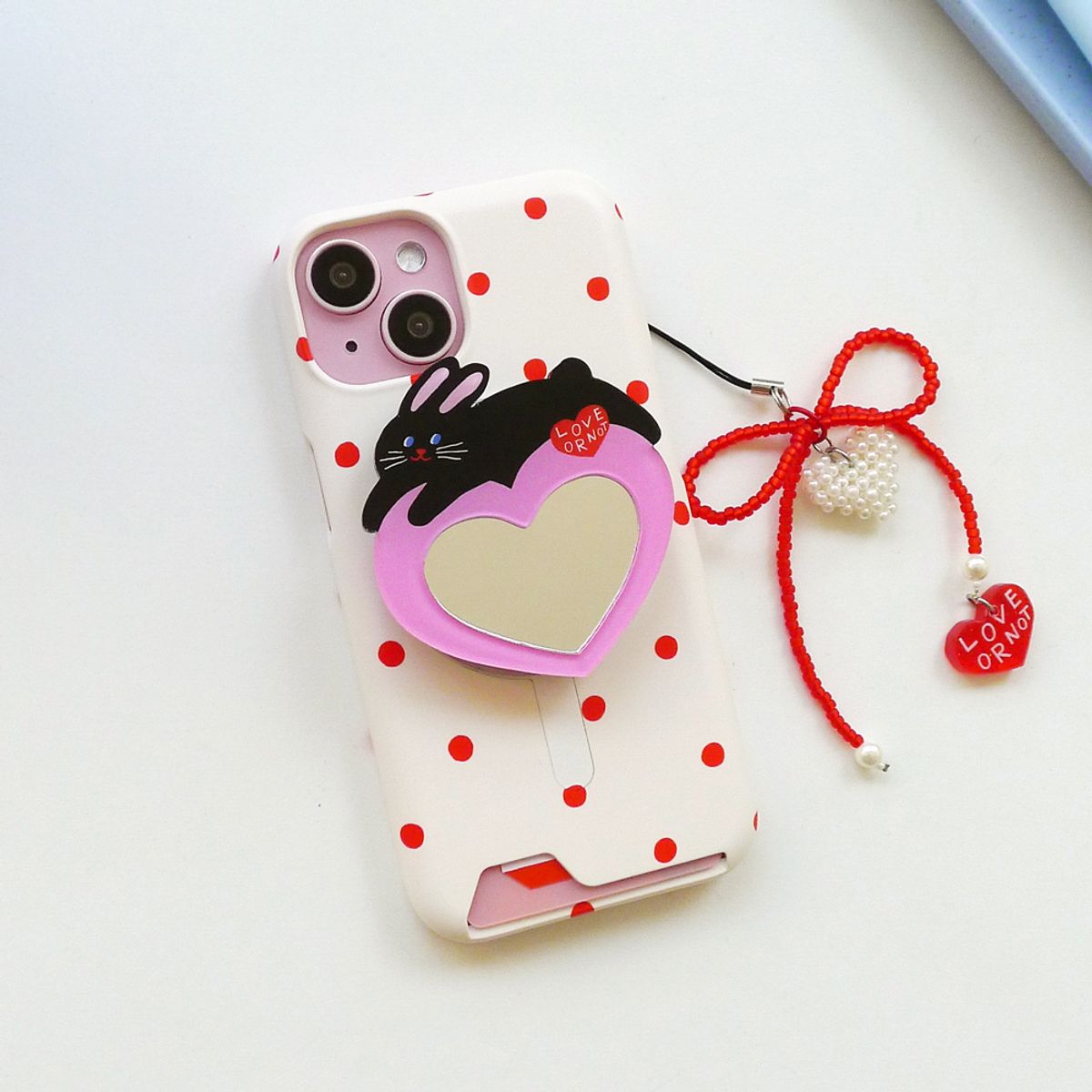 러브오낫(LOVE OR NOT) 맥세이프/카드수납_Red Balls-Ivory Magsafe/Card Phonecase