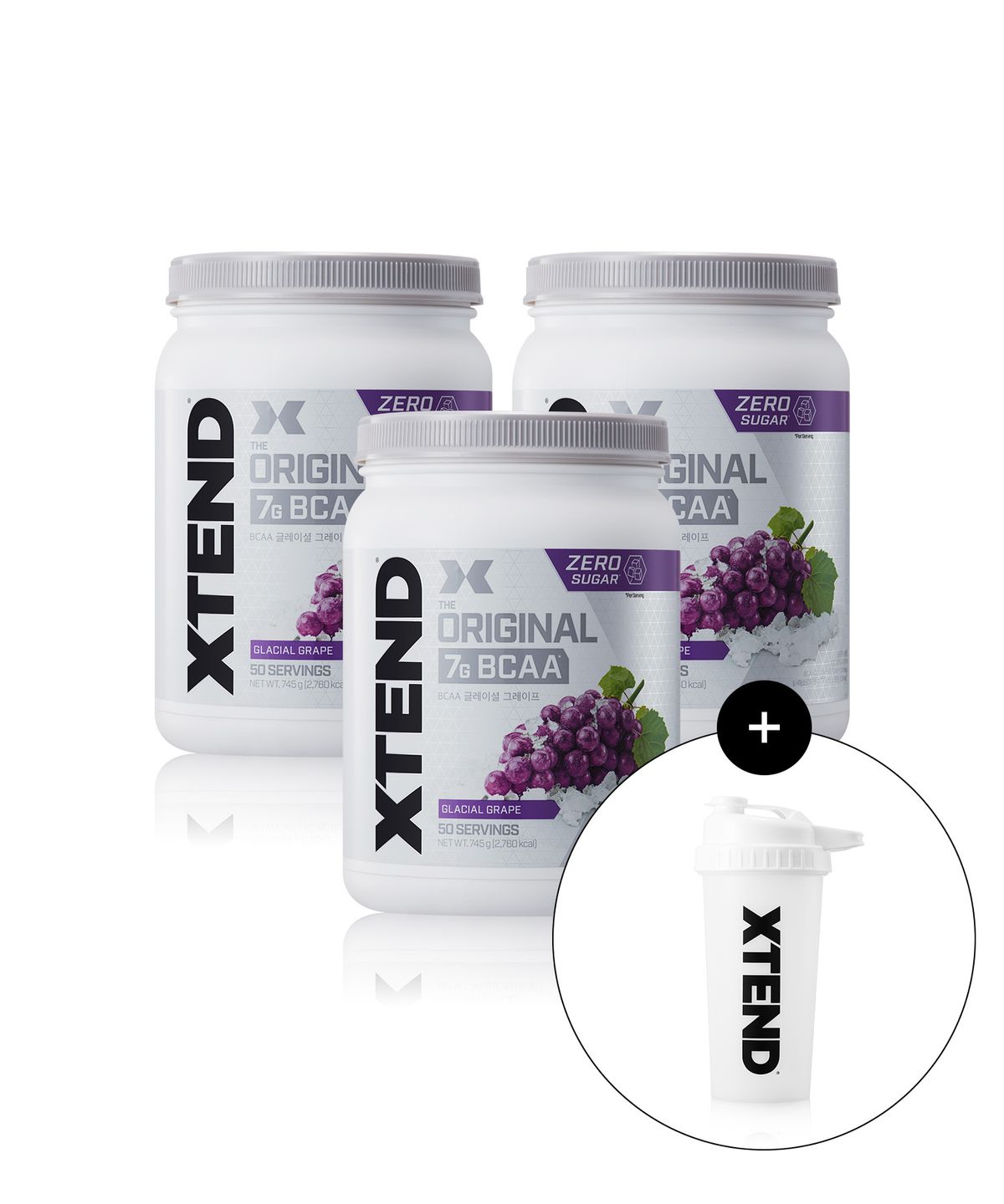 엑스텐드(XTEND) 고함량 bcaa 7000mg 엑스텐드 제로슈가  포도맛 50회분X3통 +타이픈쉐이커증정