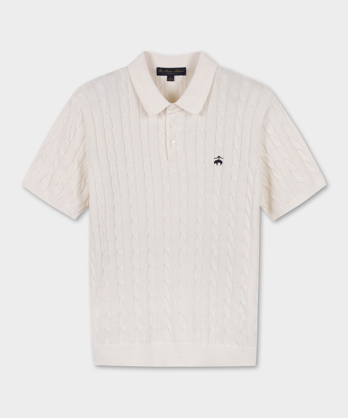 브룩스 브라더스(BROOKS BROTHERS) 코튼 케이블 폴로 반팔 스웨터 (화이트) (BBWTMO204AAFM)