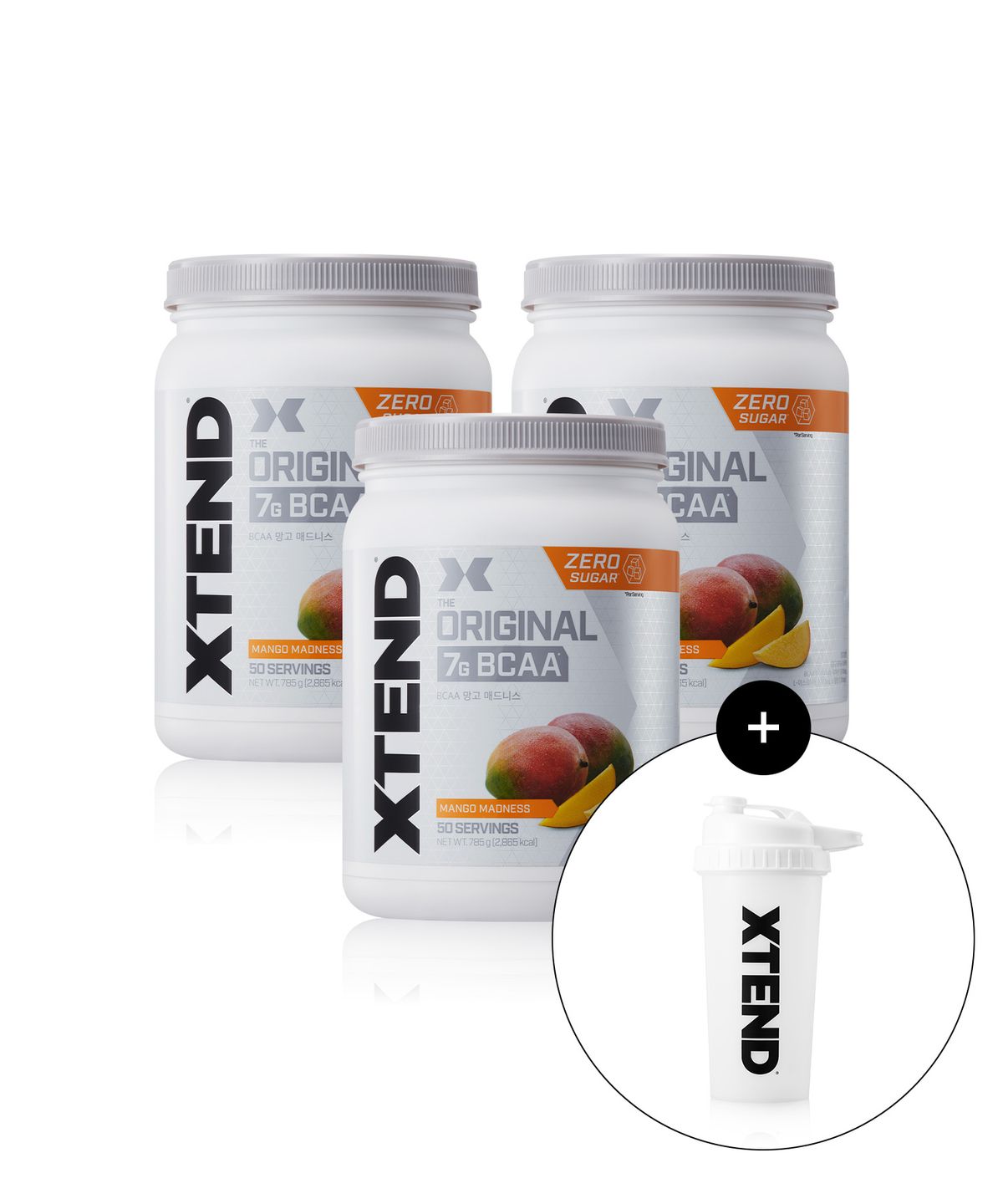 엑스텐드(XTEND) 고함량 bcaa 7000mg 엑스텐드 제로슈가  망고맛 50회분X3통 +타이픈쉐이커증정