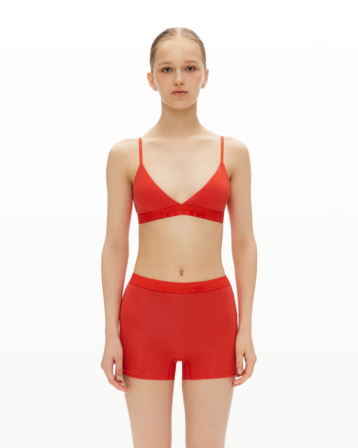 후포(HOOPOE) everyday bralette & boy shorts set_sunset orange
