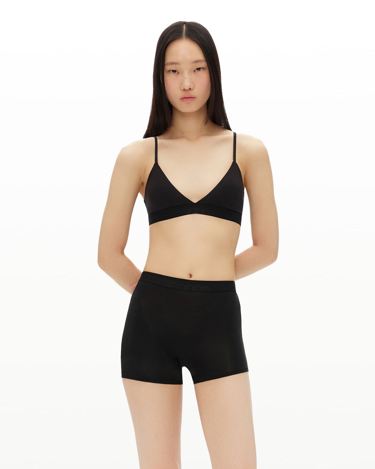 후포(HOOPOE) everyday bralette & boy shorts set_onyx black