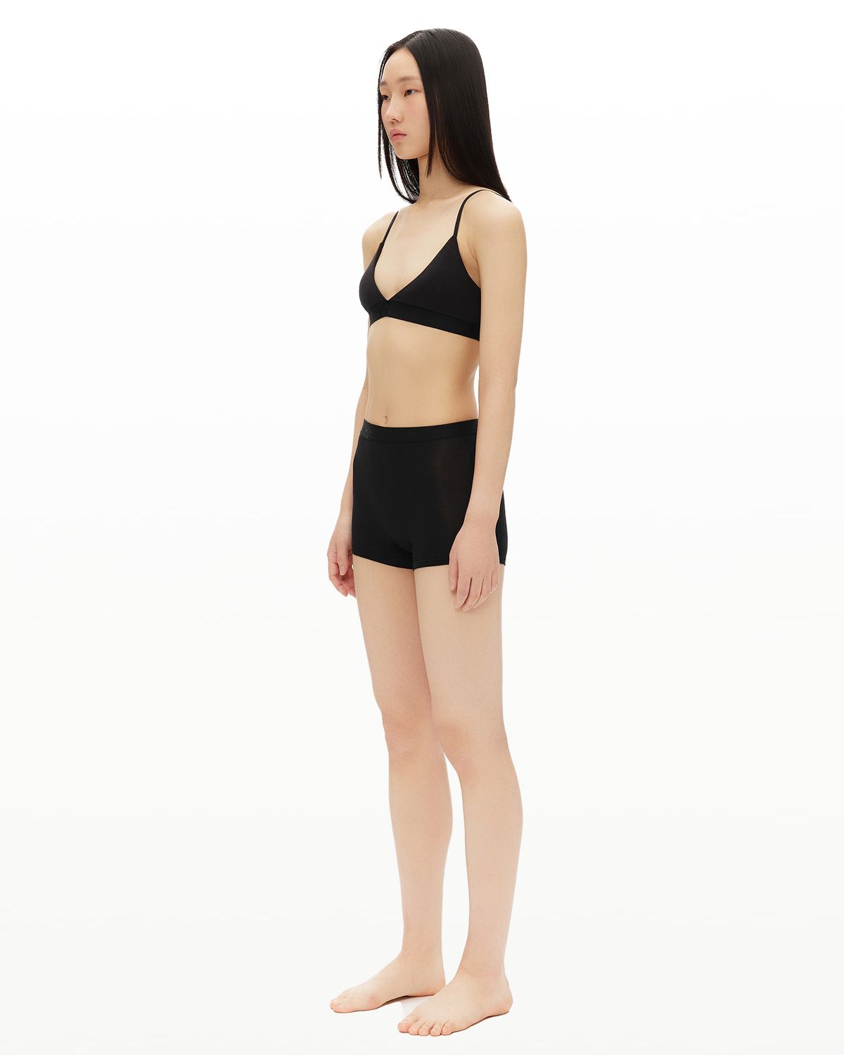 후포(HOOPOE) everyday bralette & boy shorts set_onyx black