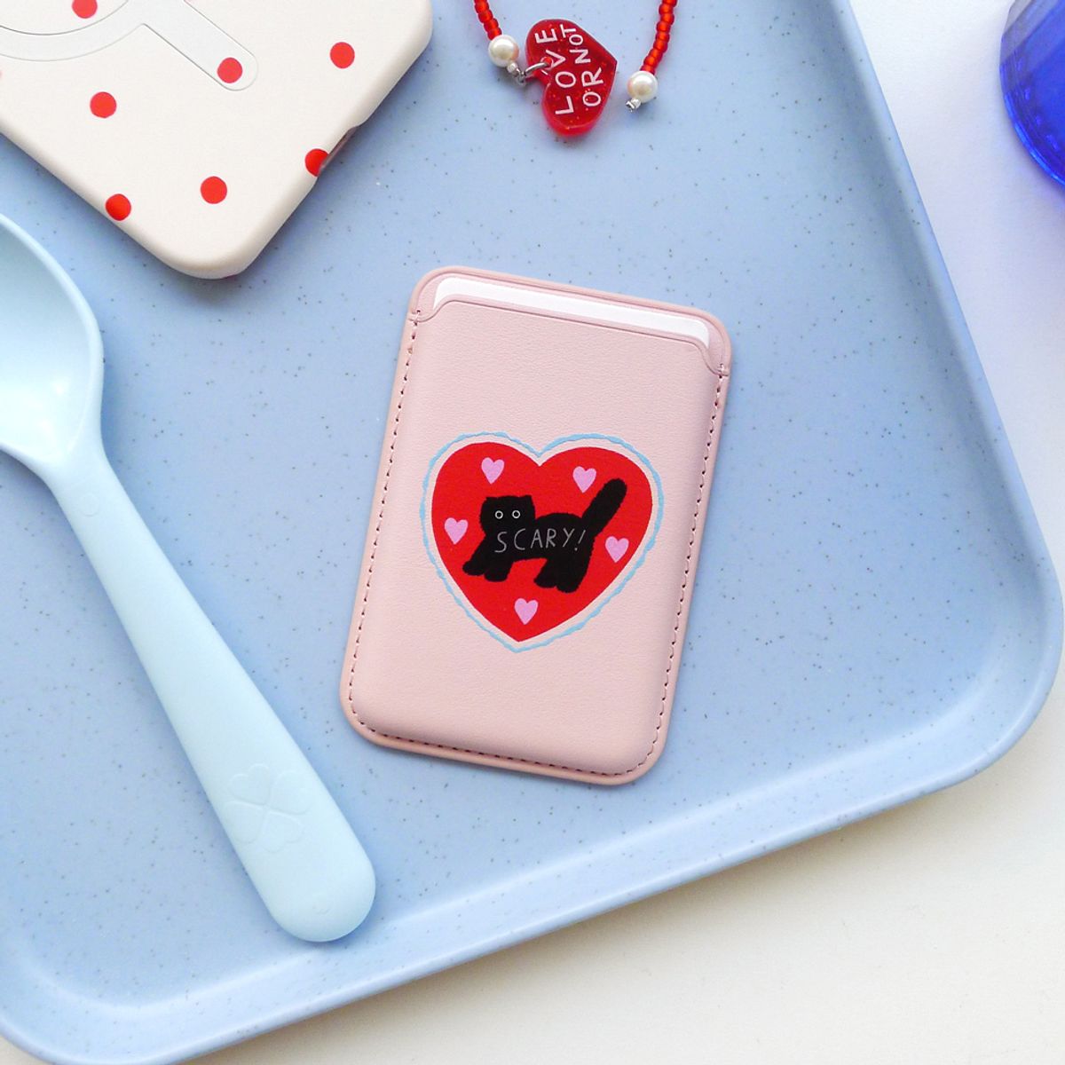 러브오낫(LOVE OR NOT) 맥세이프 카드지갑_Pink-Red Love-Scary Cat Magsafe Cardcase
