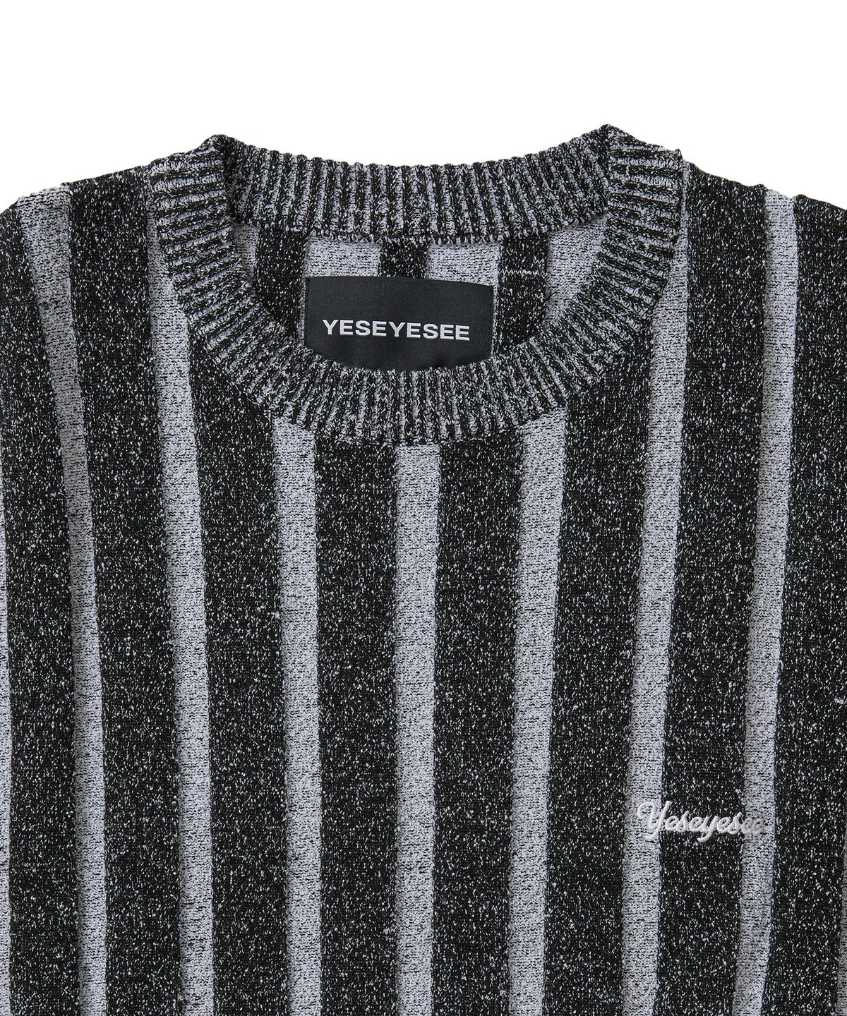 예스아이씨(YESEYESEE) Stipe Knit Pullover Black