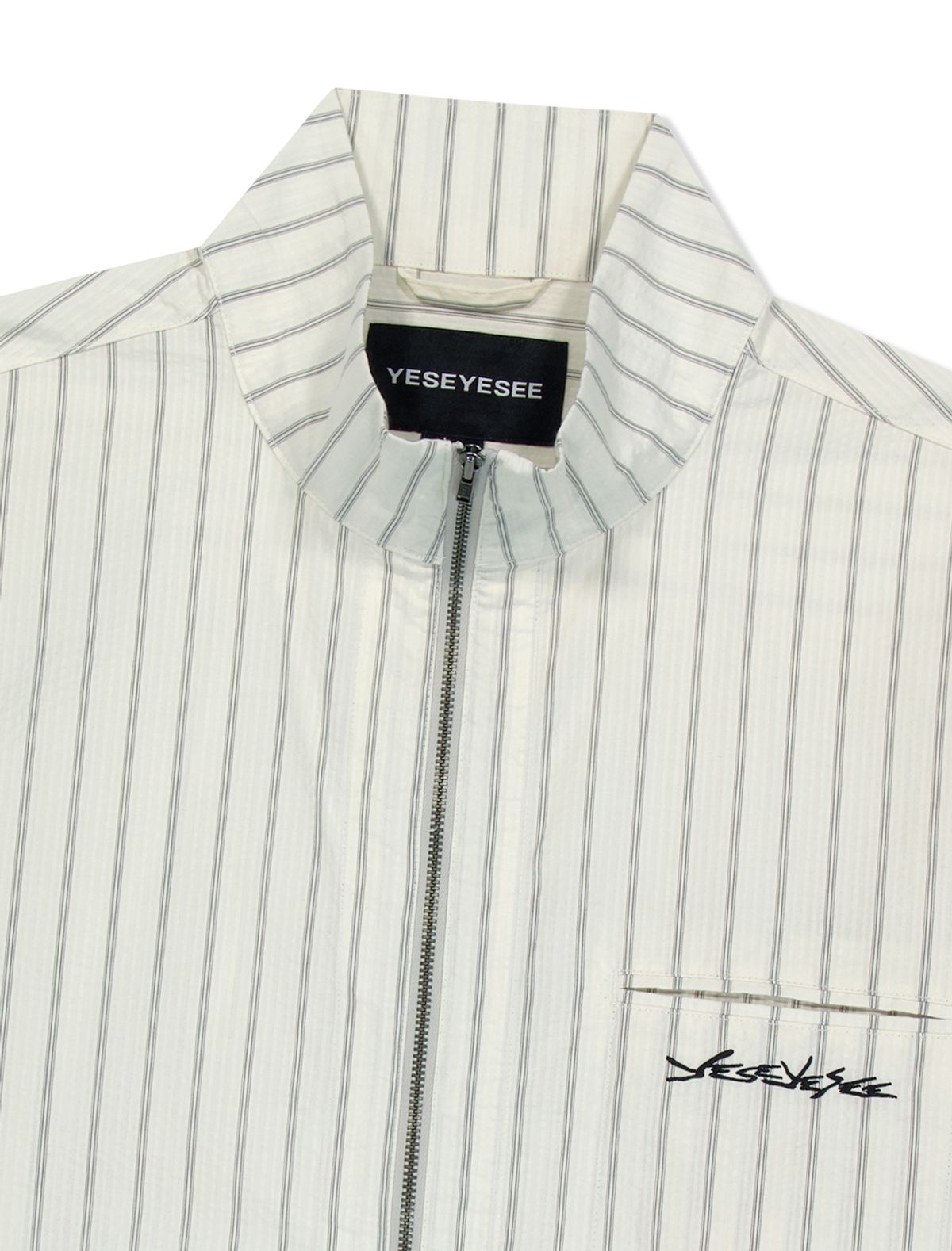 예스아이씨(YESEYESEE) Hi Neck Two Way Zip Up Shirt White