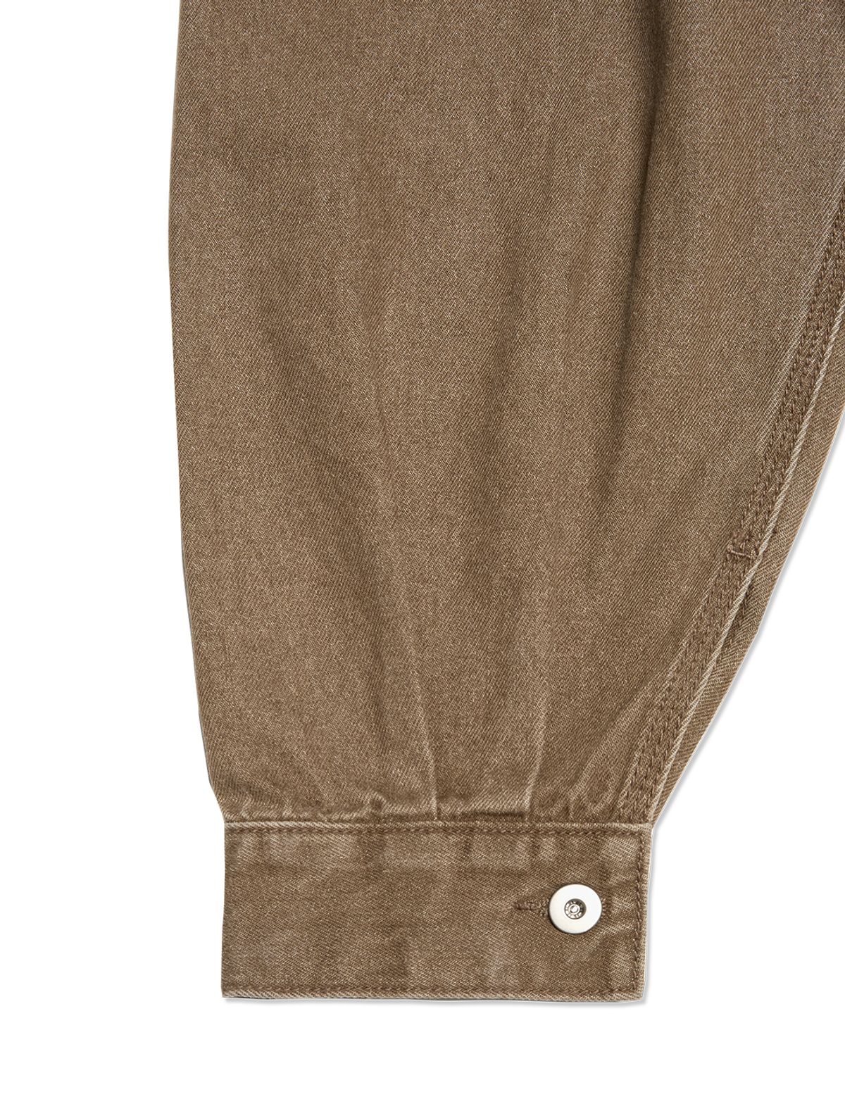 예스아이씨(YESEYESEE) Loose Fit Zip Up Denim Jacket Brown