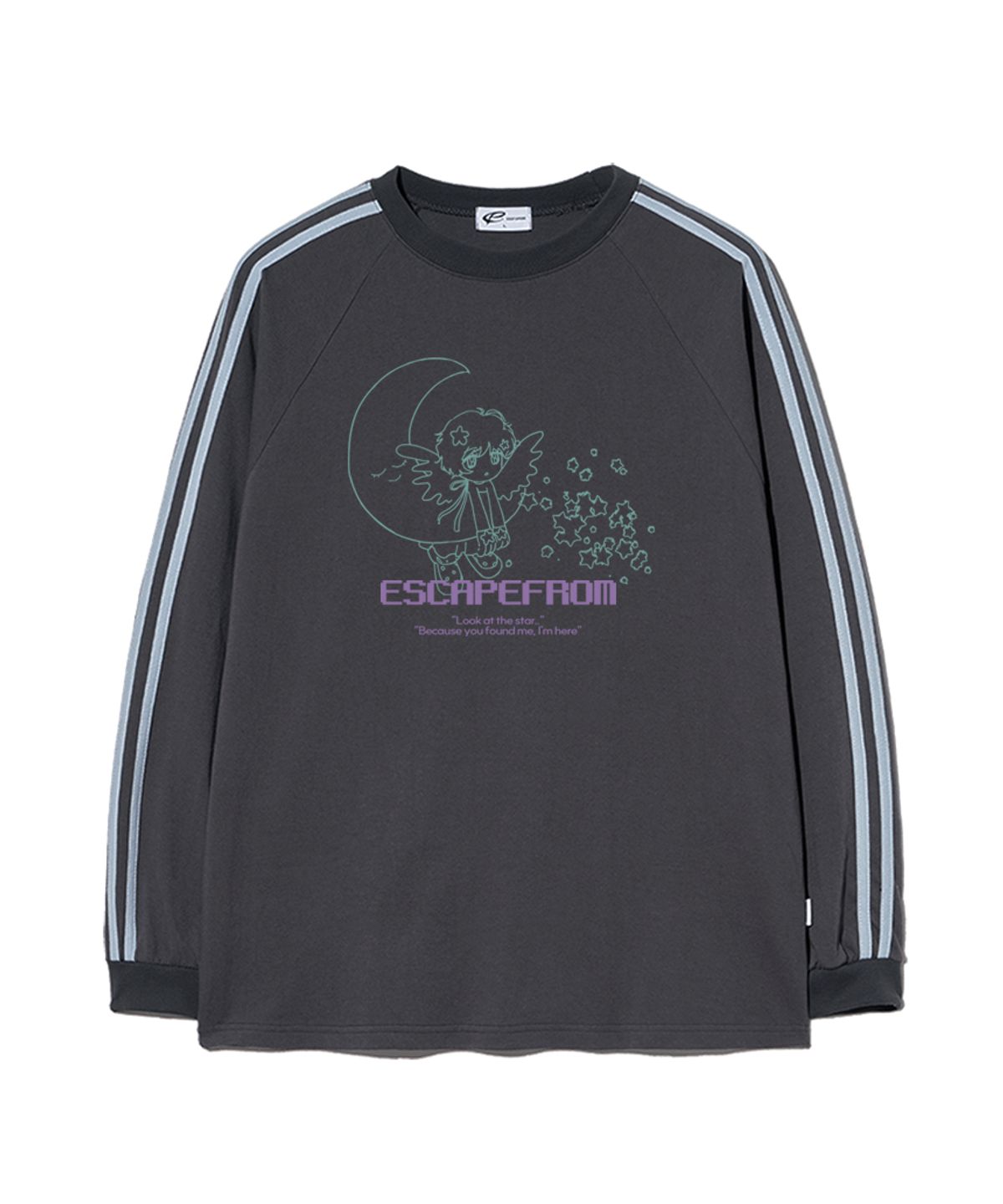이스케이프프롬(ESCAPEFROM) 룩앳더스타 프린트 트랙 롱슬리브 차콜
