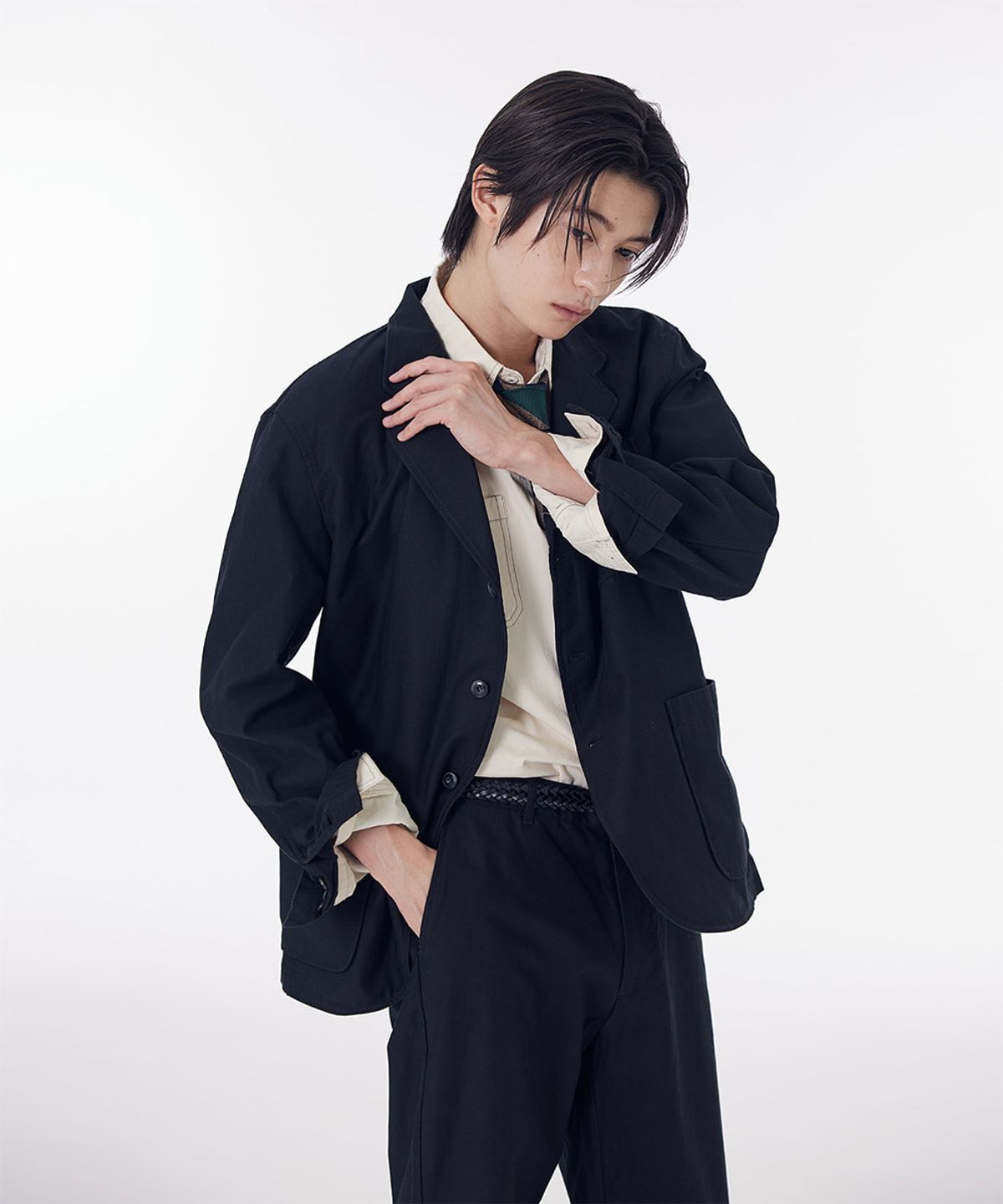 시에클(SIECLE) 컴포트 코튼 셋업 자켓 (워시드블랙)