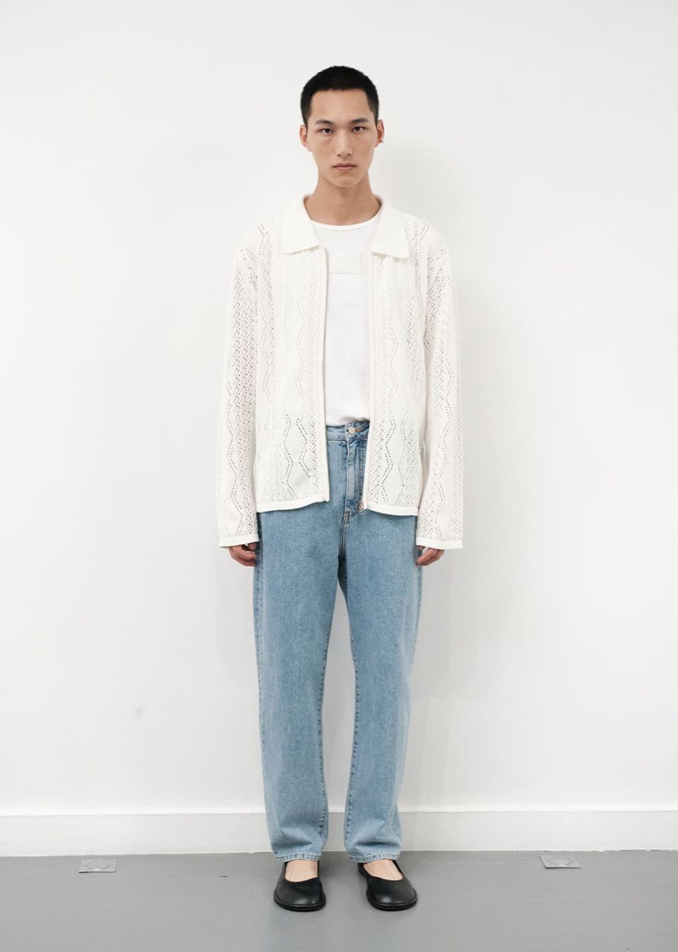 MUSINSA公式 | AMOMENTO CROCHET ZIP-UP CARDIGAN (2COLORS)