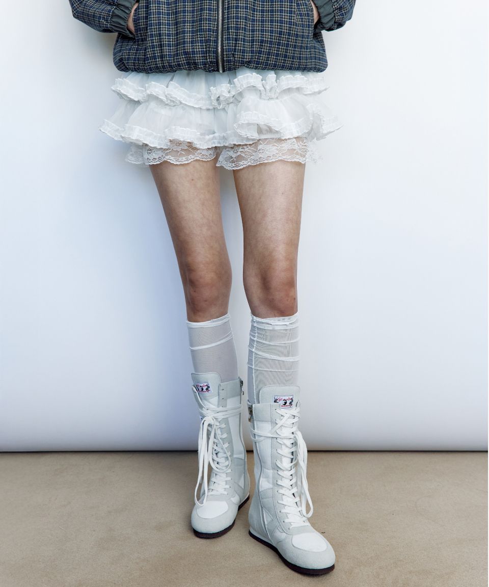 【 ROUGHNECK 】lace tutu pants skirt MUSINSA | ROUGHNECK Lace Tutu Pants Skirt White