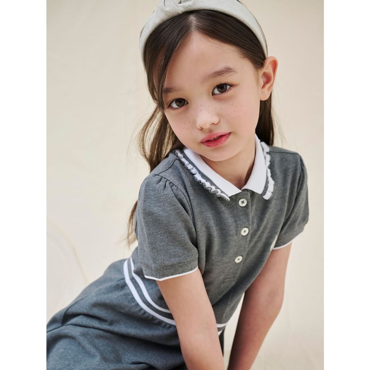 빈폴 키즈(BEANPOLE KIDS) 반소매 피케 원피스  애쉬 (BI5371G054)