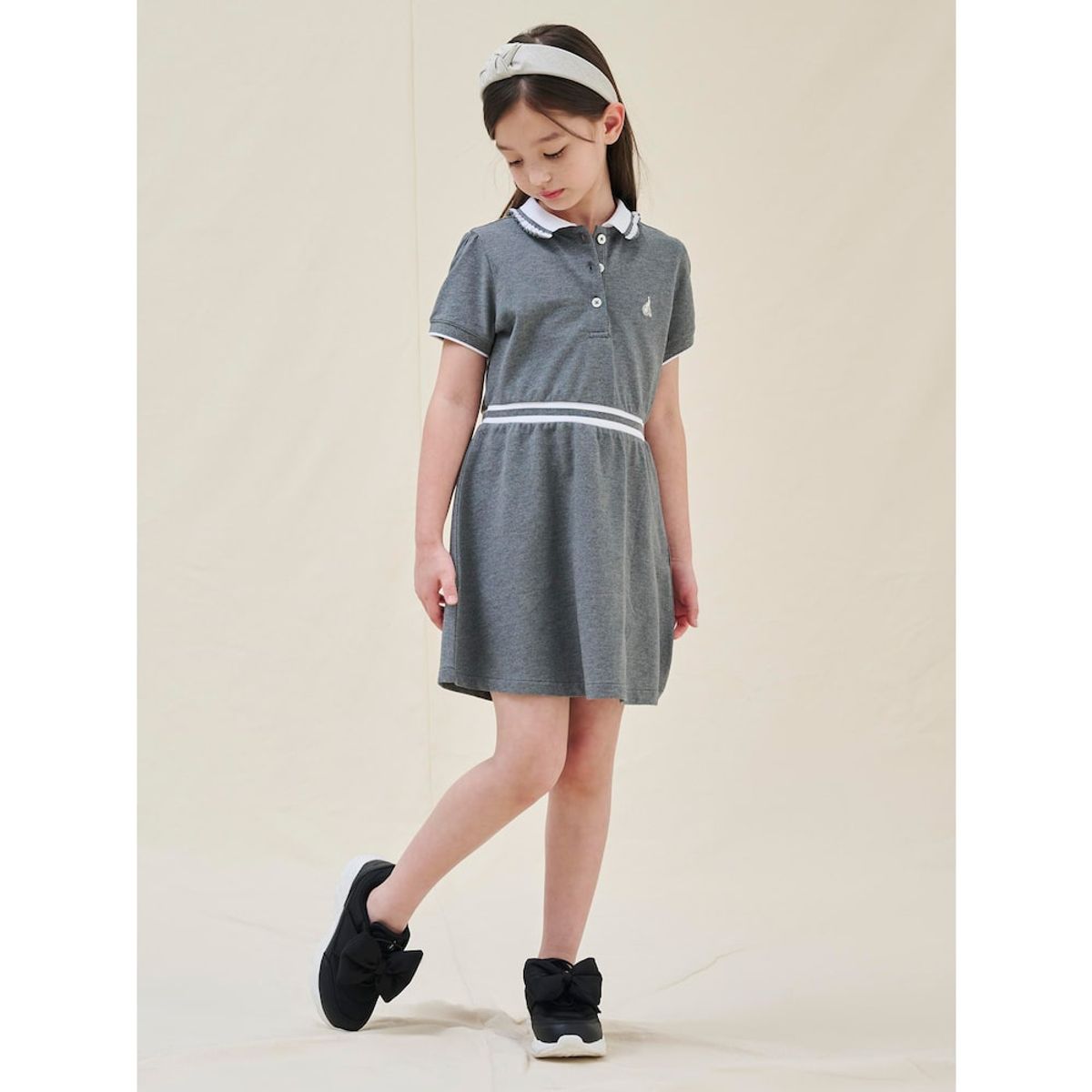 빈폴 키즈(BEANPOLE KIDS) 반소매 피케 원피스  애쉬 (BI5371G054)