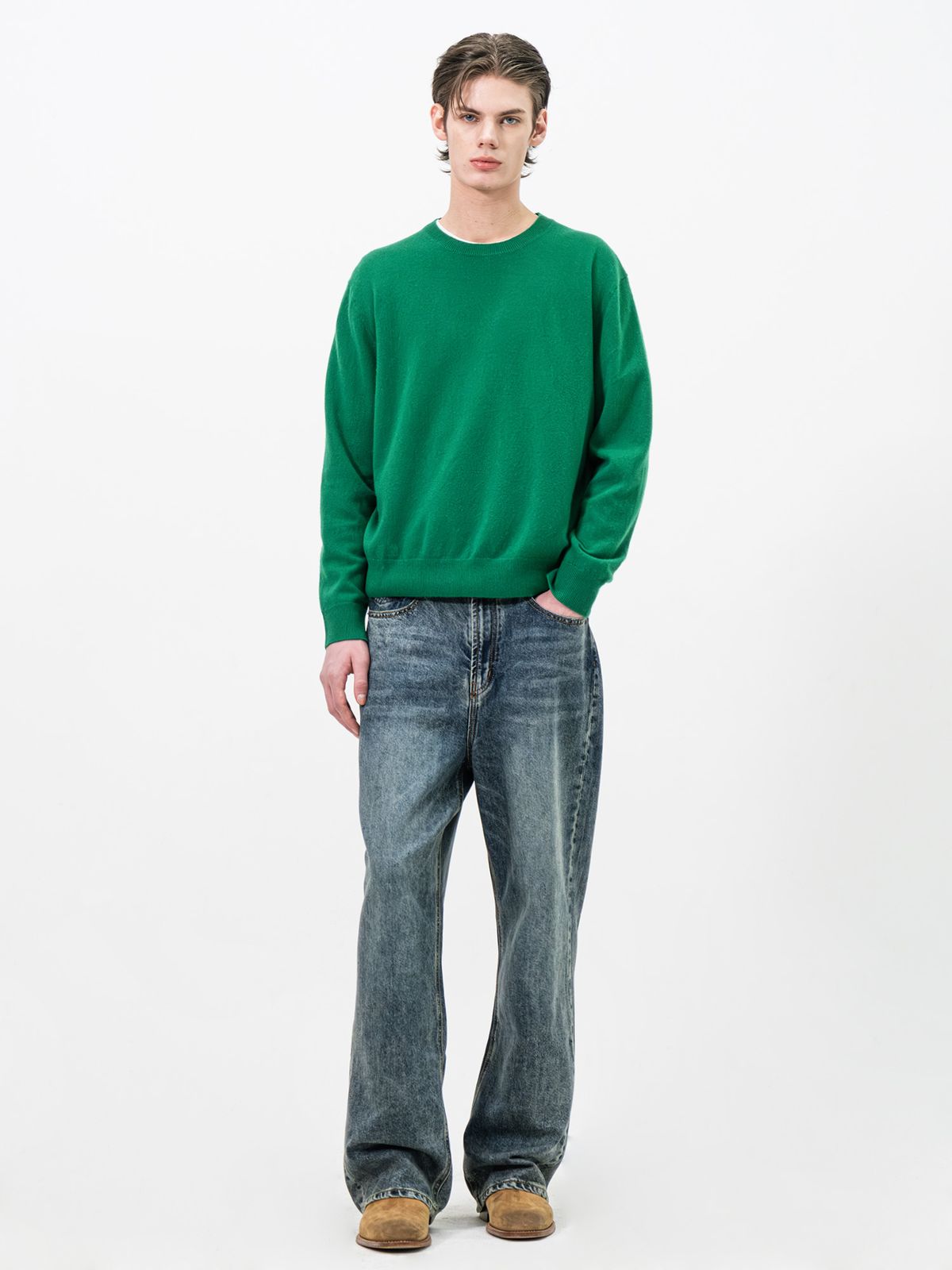 포커페이스(POKERFACE) FARASHA CASHMERE CREW NECK KNIT GREEN
