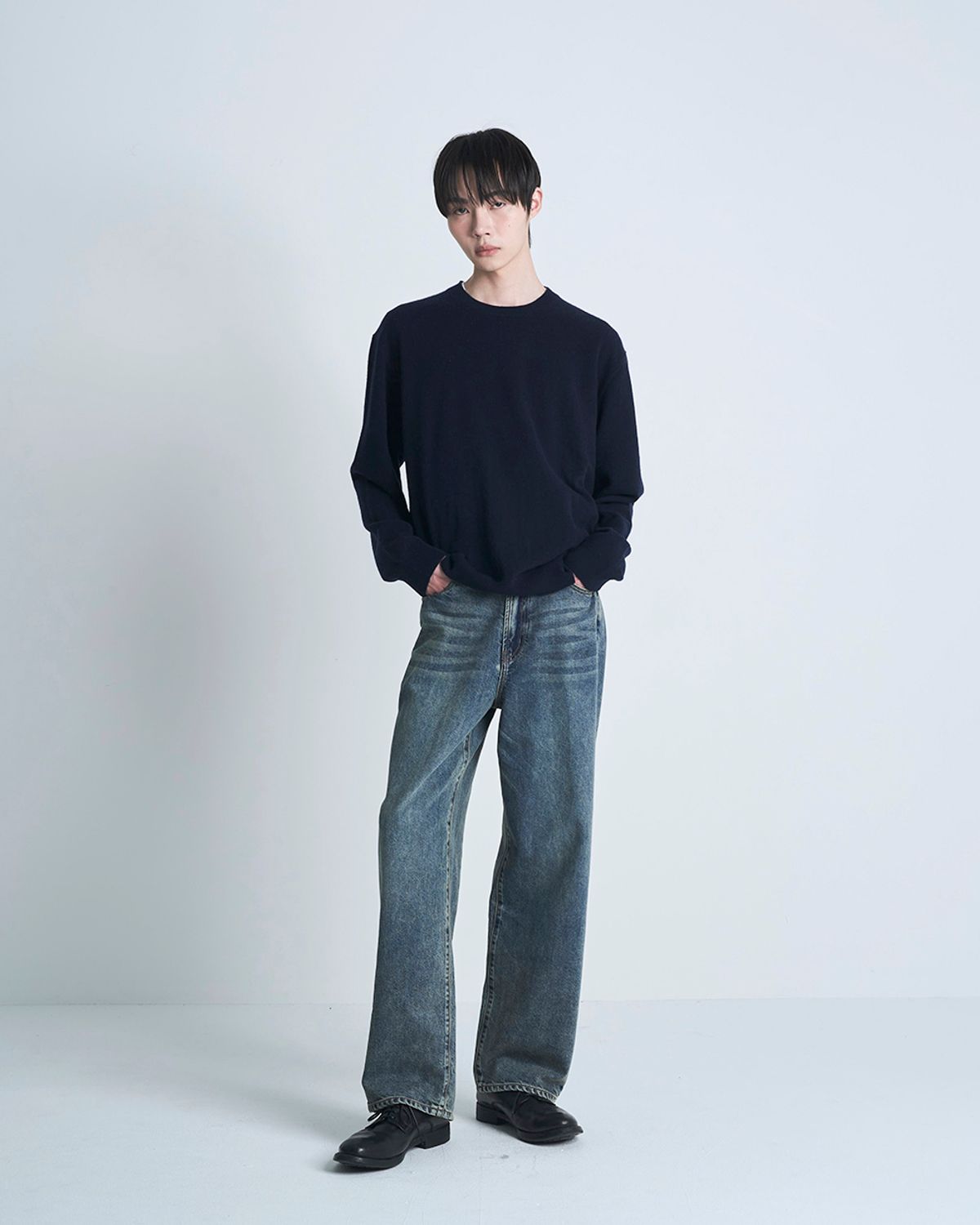 포커페이스(POKERFACE) FARASHA CASHMERE CREW NECK KNIT DARK NAVY