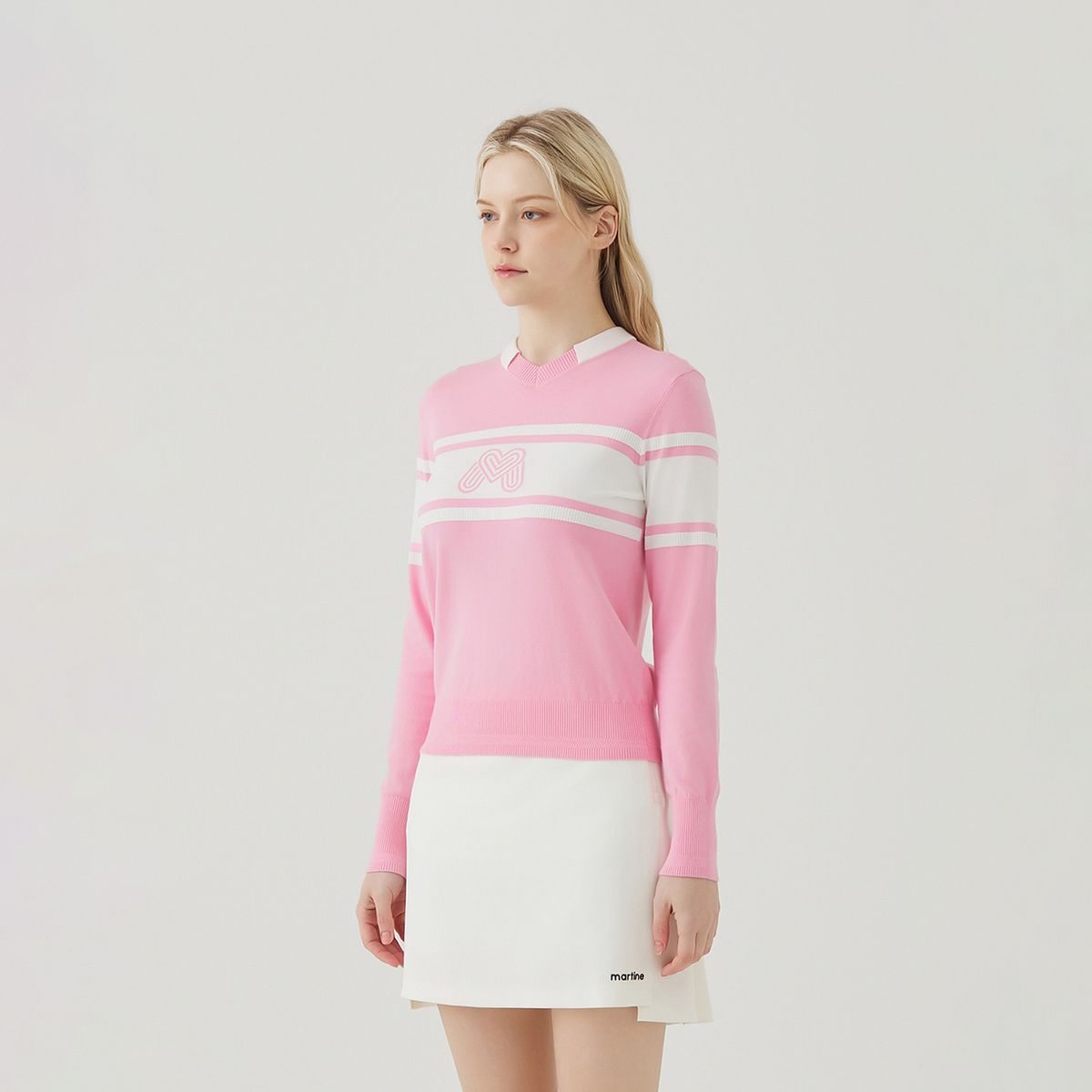 마틴골프(MARTINE GOLF) Logo V Neck Pullover_L/Pink
