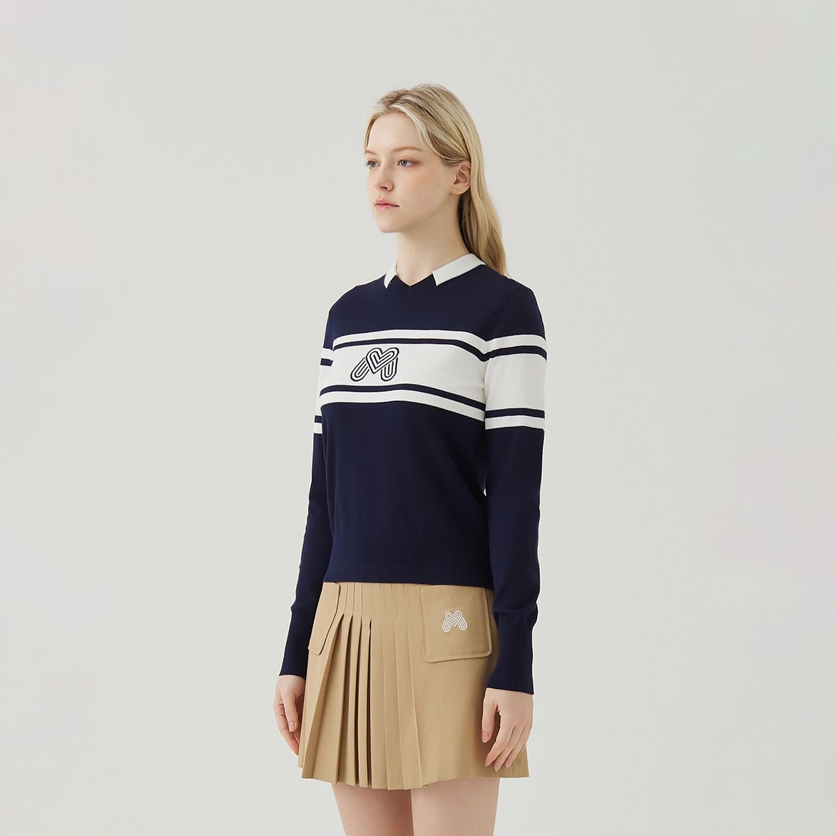 마틴골프(MARTINE GOLF) Logo V Neck Pullover_Navy
