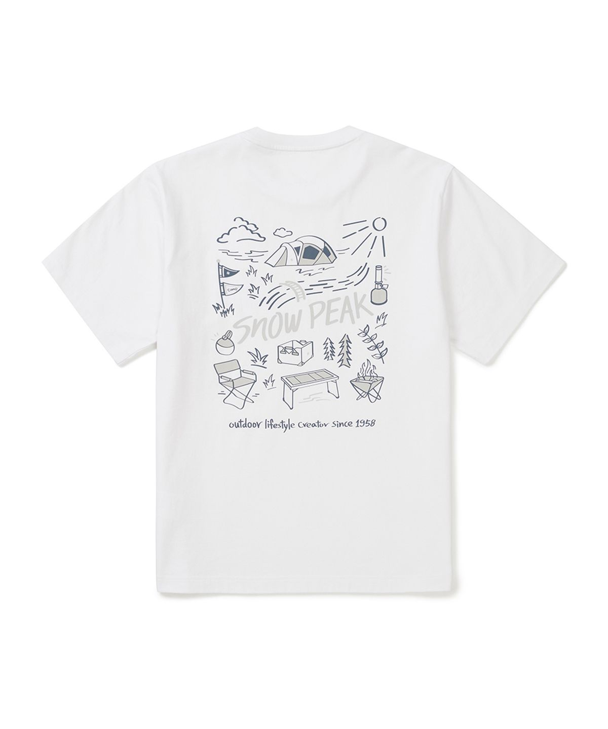 스노우피크 어패럴(SNOWPEAK APPAREL) 코튼 피크닉 반팔 티셔츠 (S25MUFTS60) White